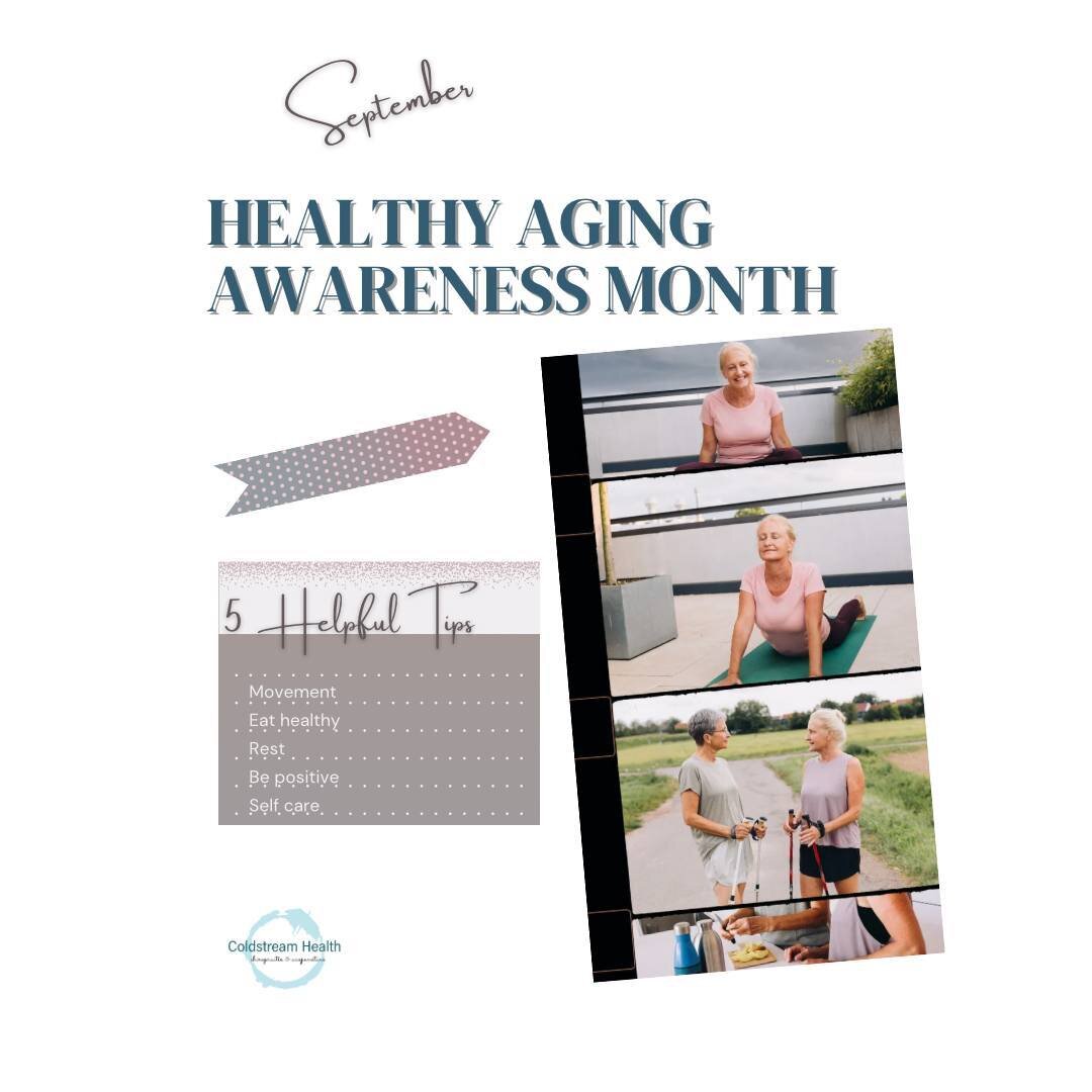 September is healthy aging awareness month!

We have listed 5 recommendations to support healthy aging, we can help you with all of these! 

Self care is regular chiropractic, massage, infrared sauna, and/or acupuncture. 

We can also recommend nutri