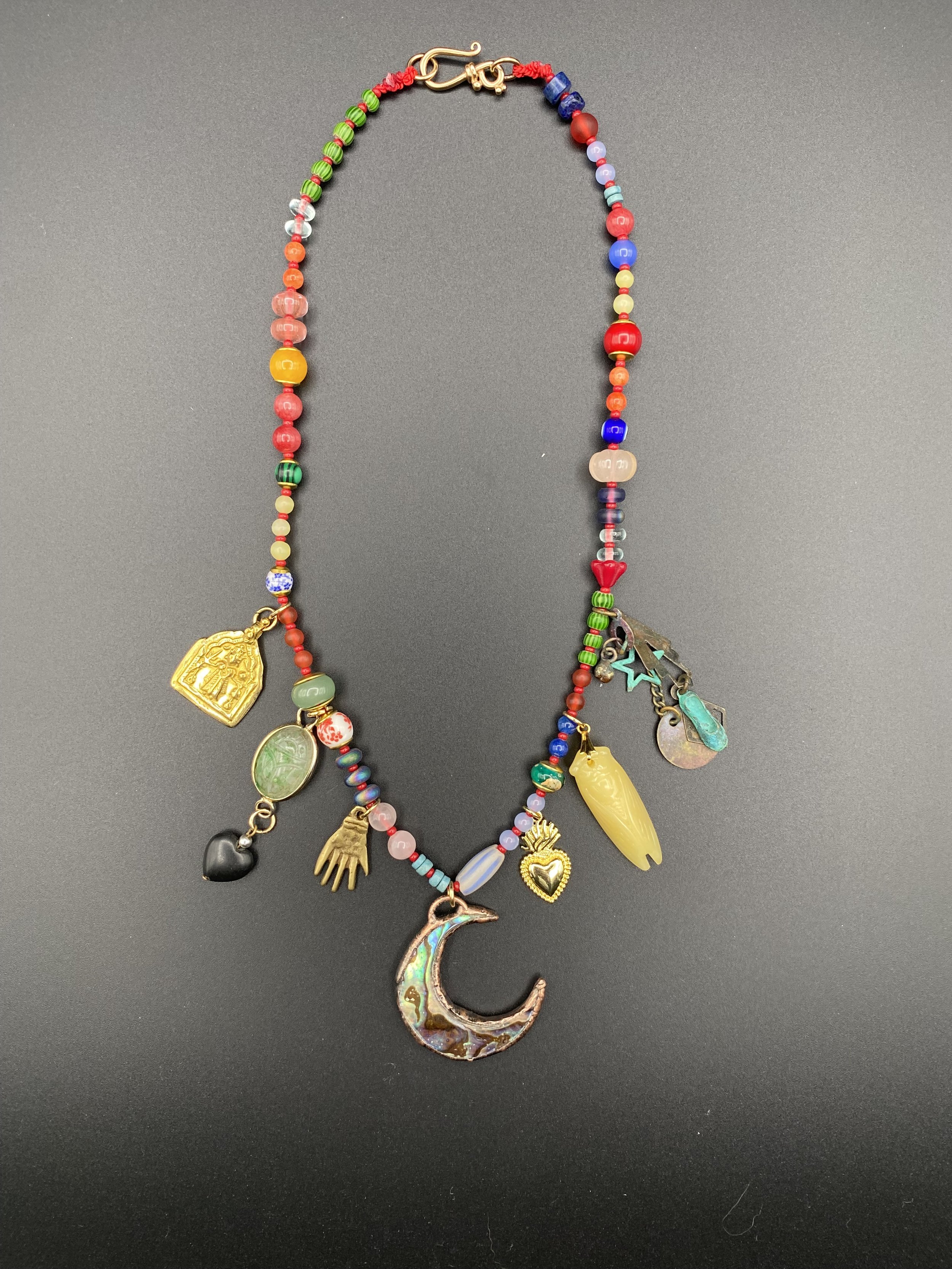 Crescent Moon Beaded Necklace