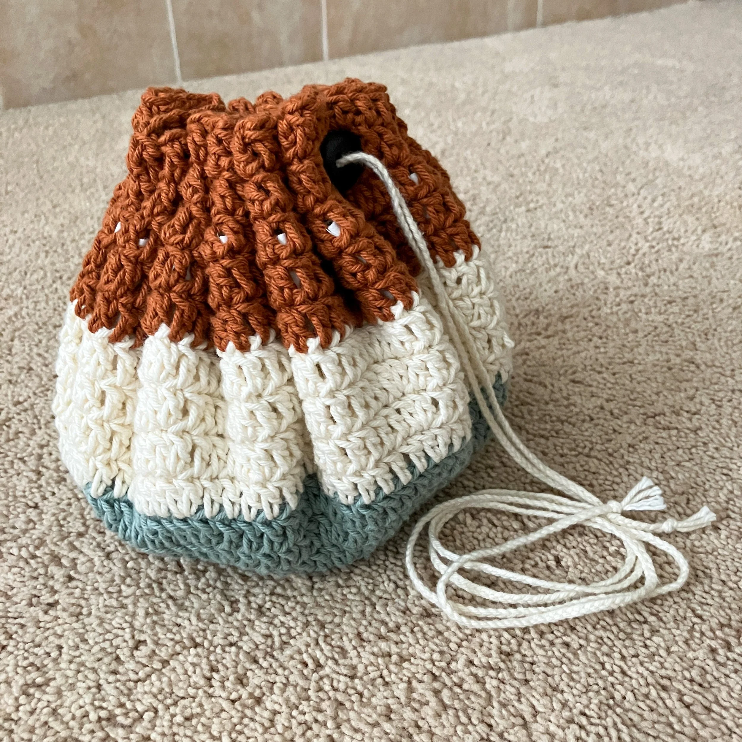 Crochet Pattern Lay Flat Drawstring Bag Pattern Crochet Drawstring