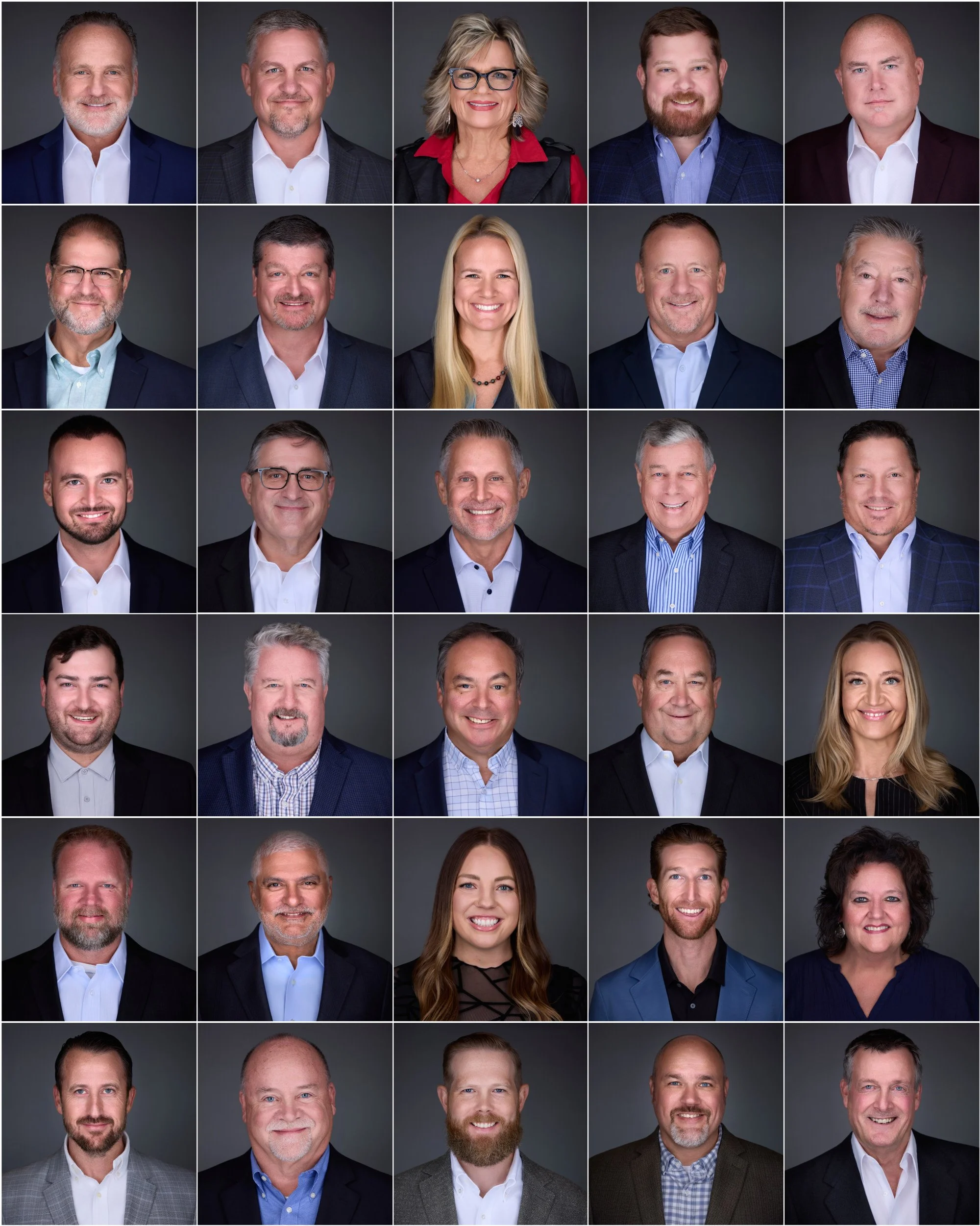 Corporate headshot session in Schaumburg office with mobile studio setup.