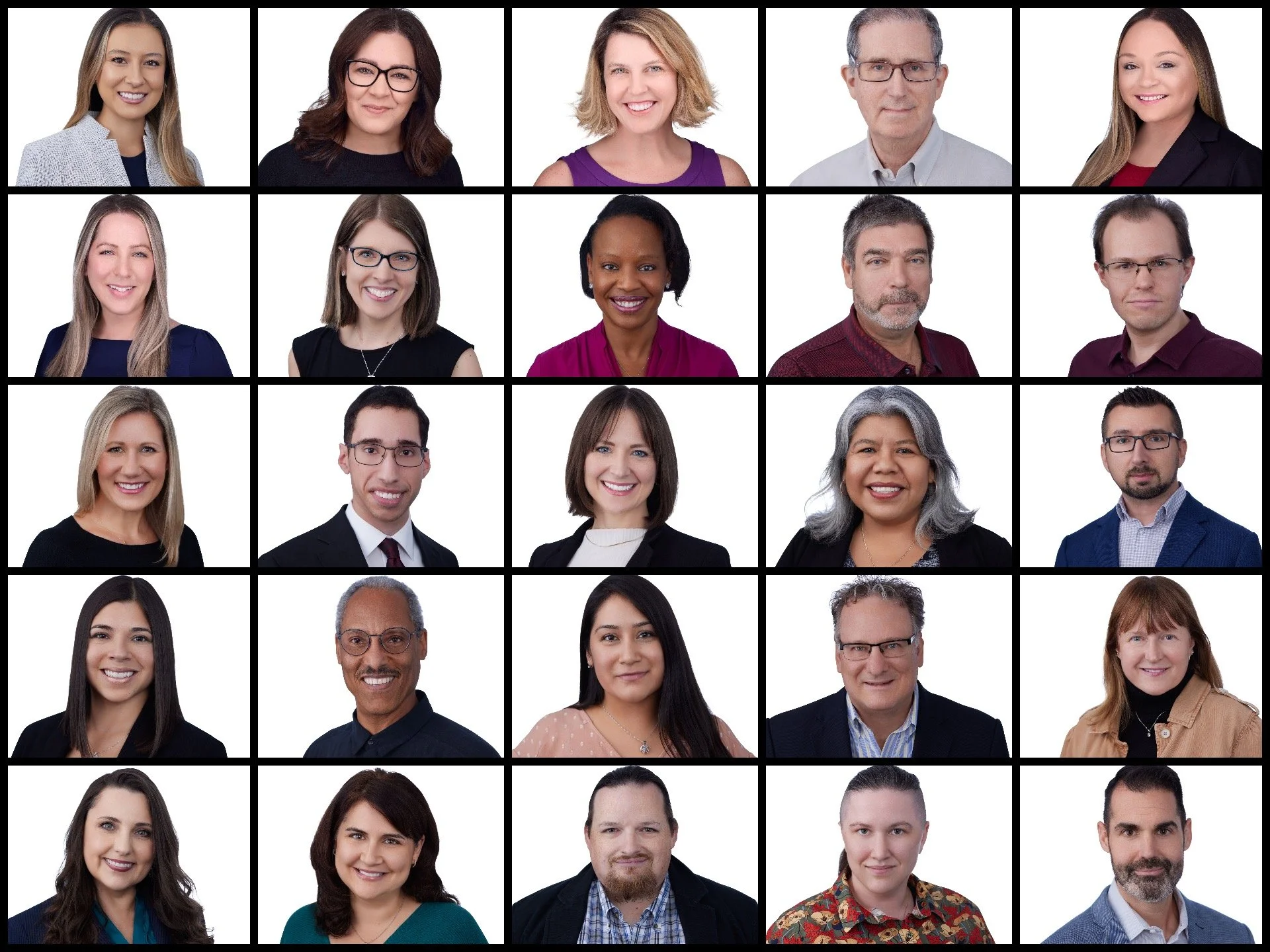 Corporate team headshots on a clean white background showing a consistent, polished look across the team.