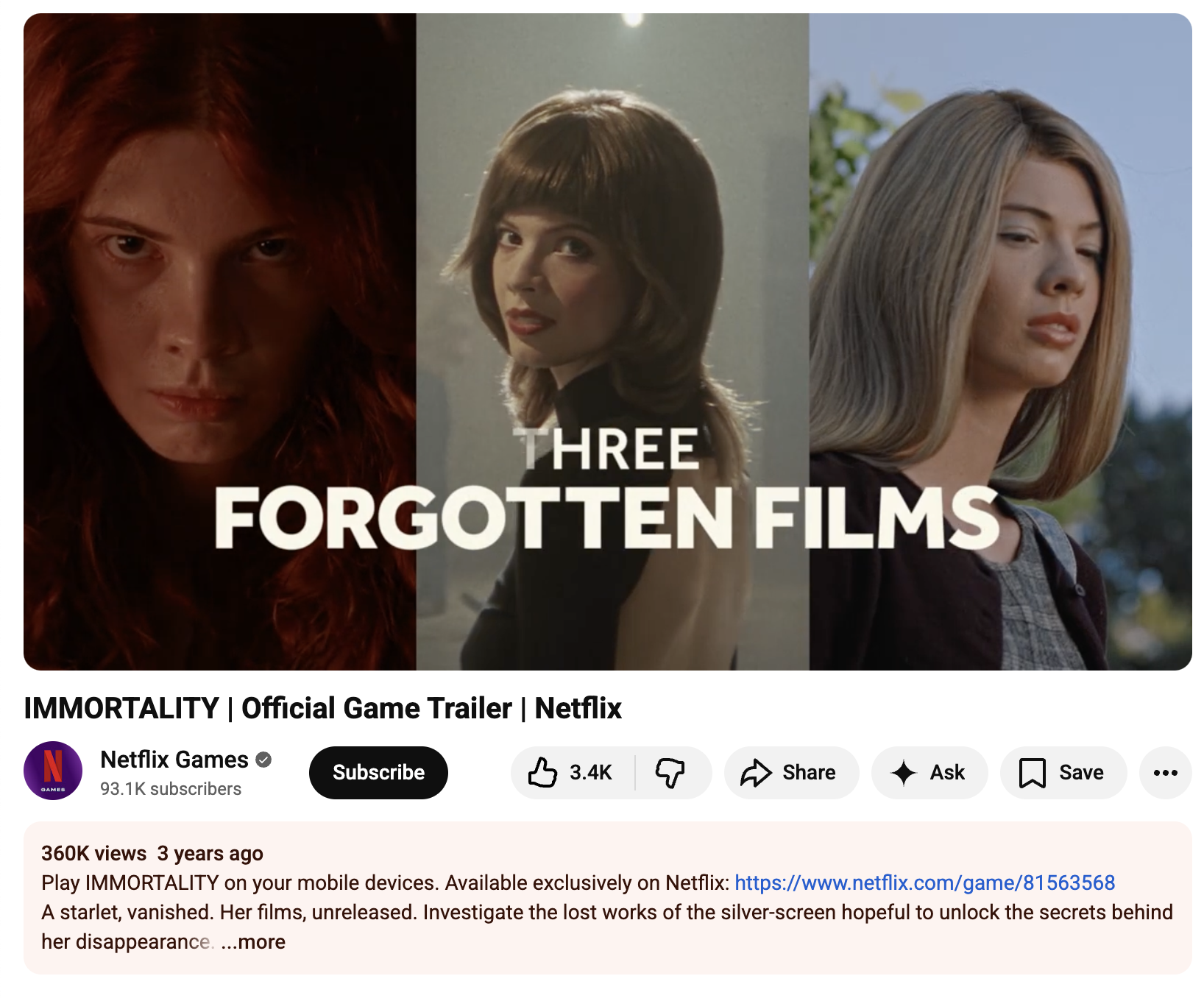 Immortality Official Game Trailer (Netflix)