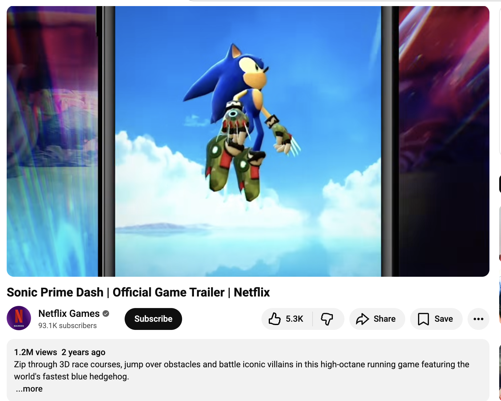 Sonic Prime Dash Game Trailer (Netflix)