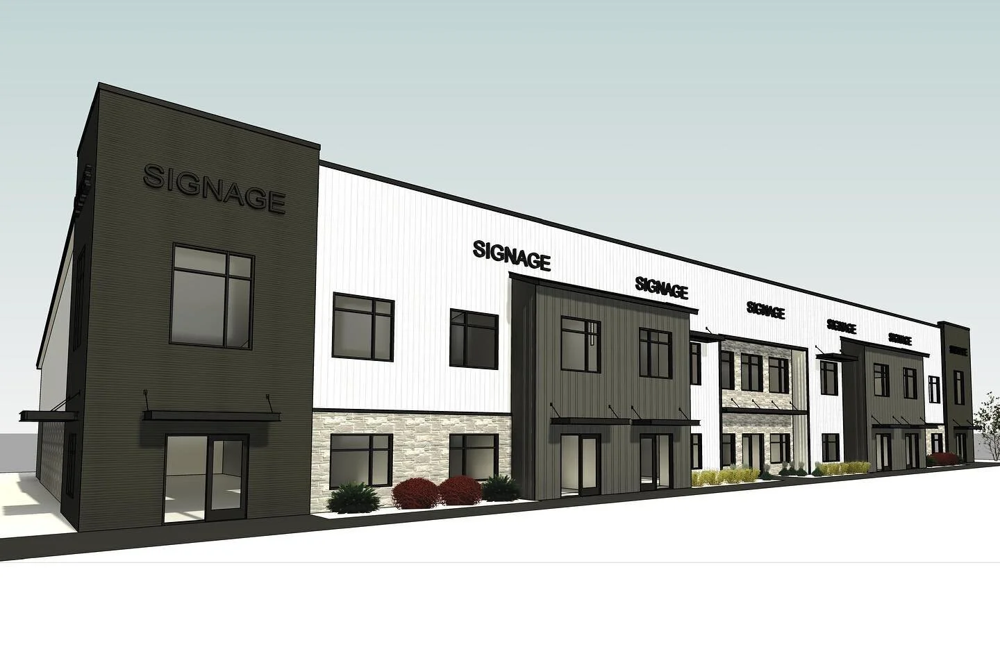 Here&rsquo;s an example of Concept Rendering and Elevation of some Light Industrial Commercial Condos that we&rsquo;re currently working on in Windsor, CO. We have 4 metal buildings totaling almost 92,000sf planned. #lightindustrial #windsorcolorado 
