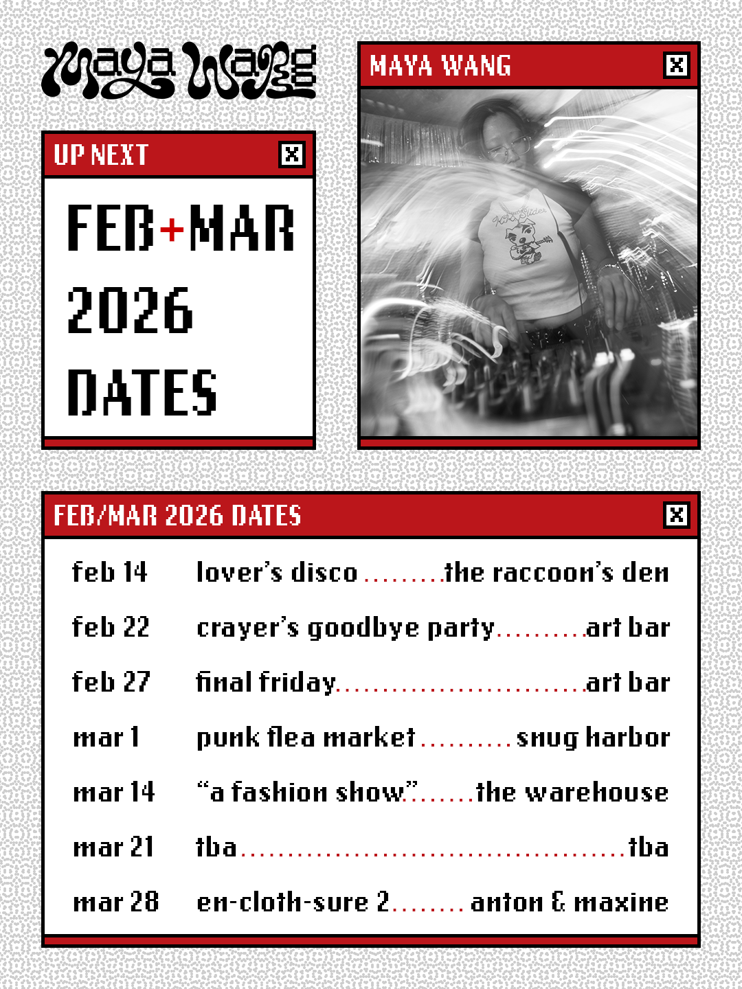 Maya Wang Calendar February + March 2026