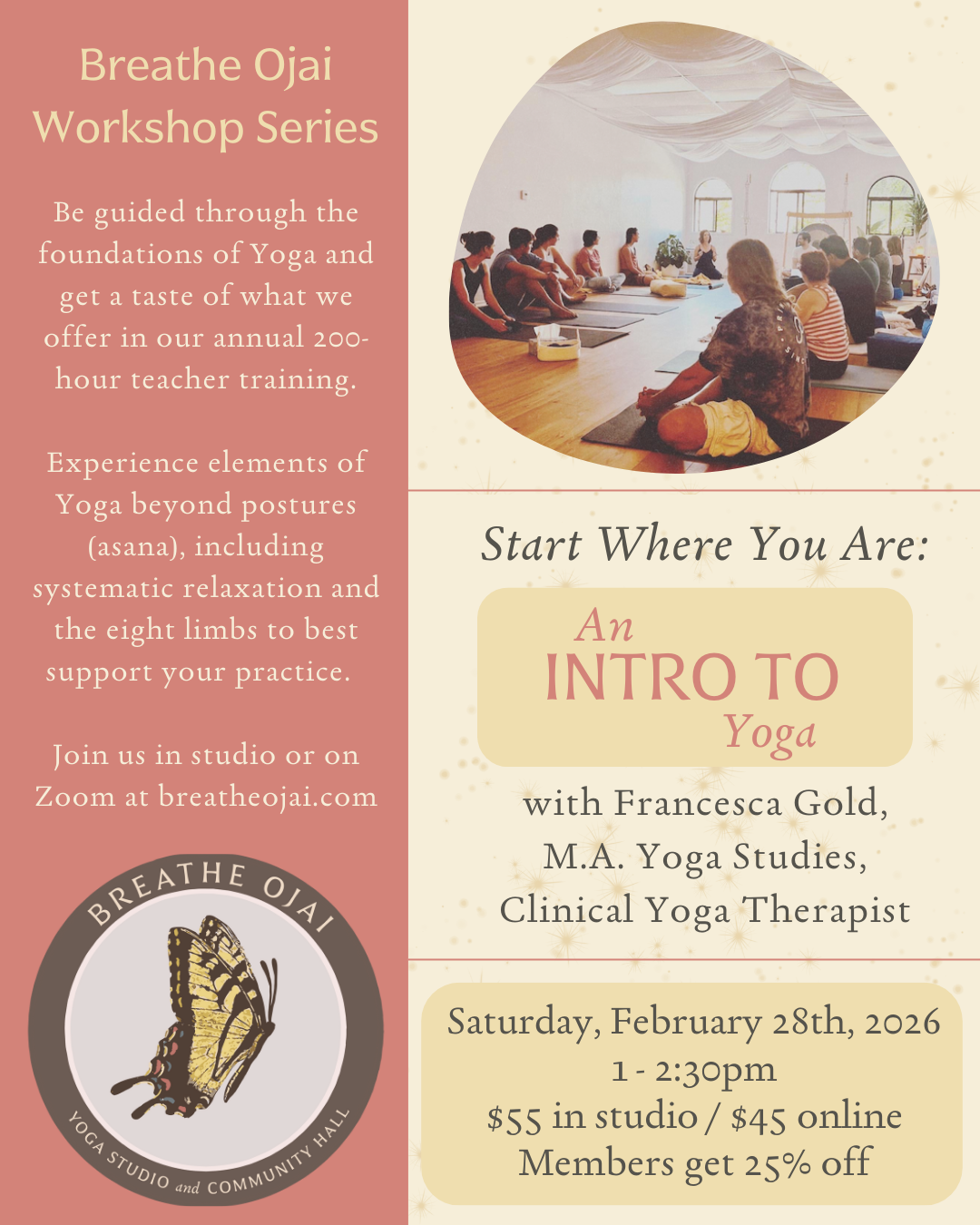 intro to yoga workshop at breathe ojai yoga studio