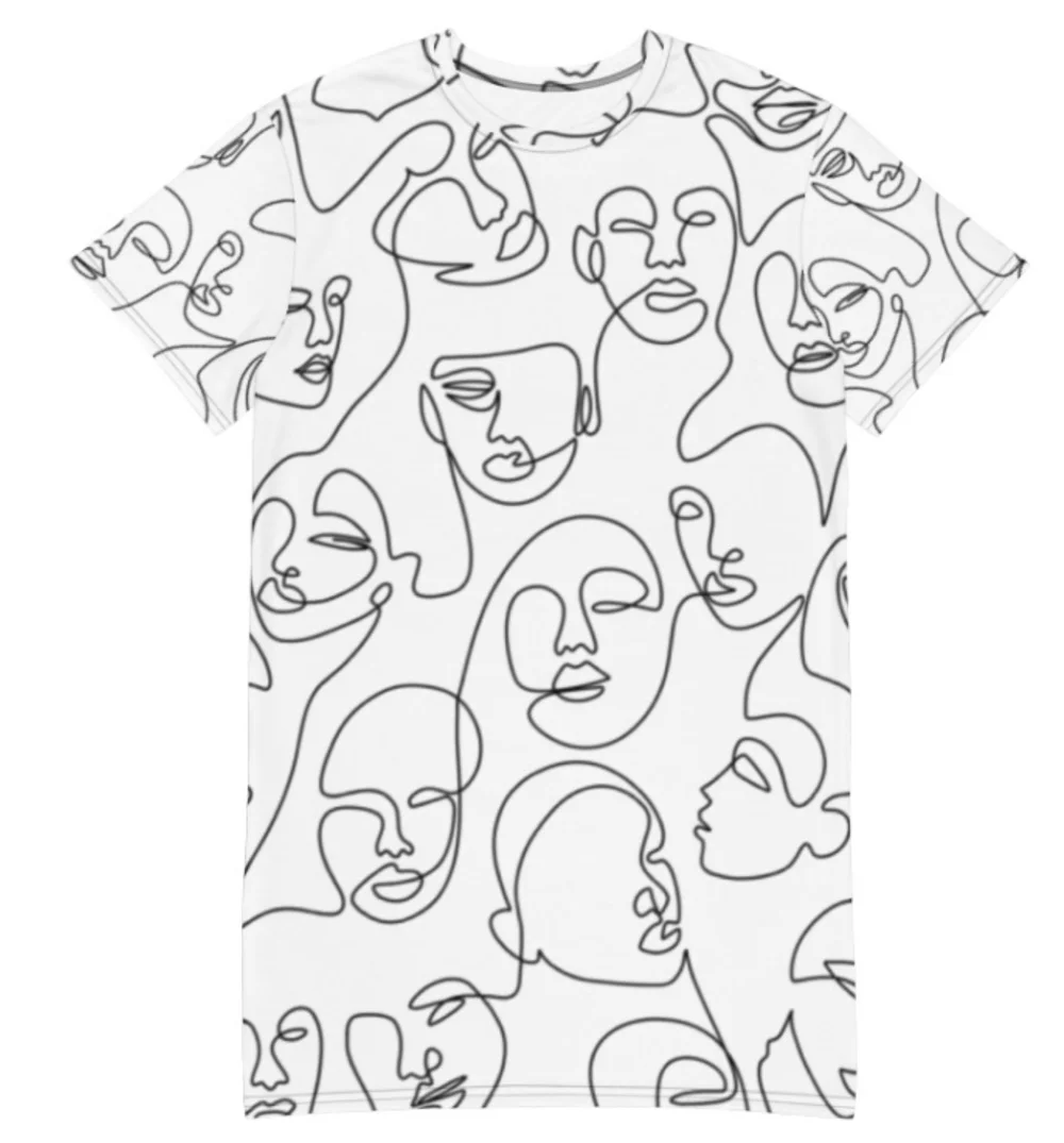 face print t shirt dress Printed Faces T-Shirt Dress — Ayala Studios