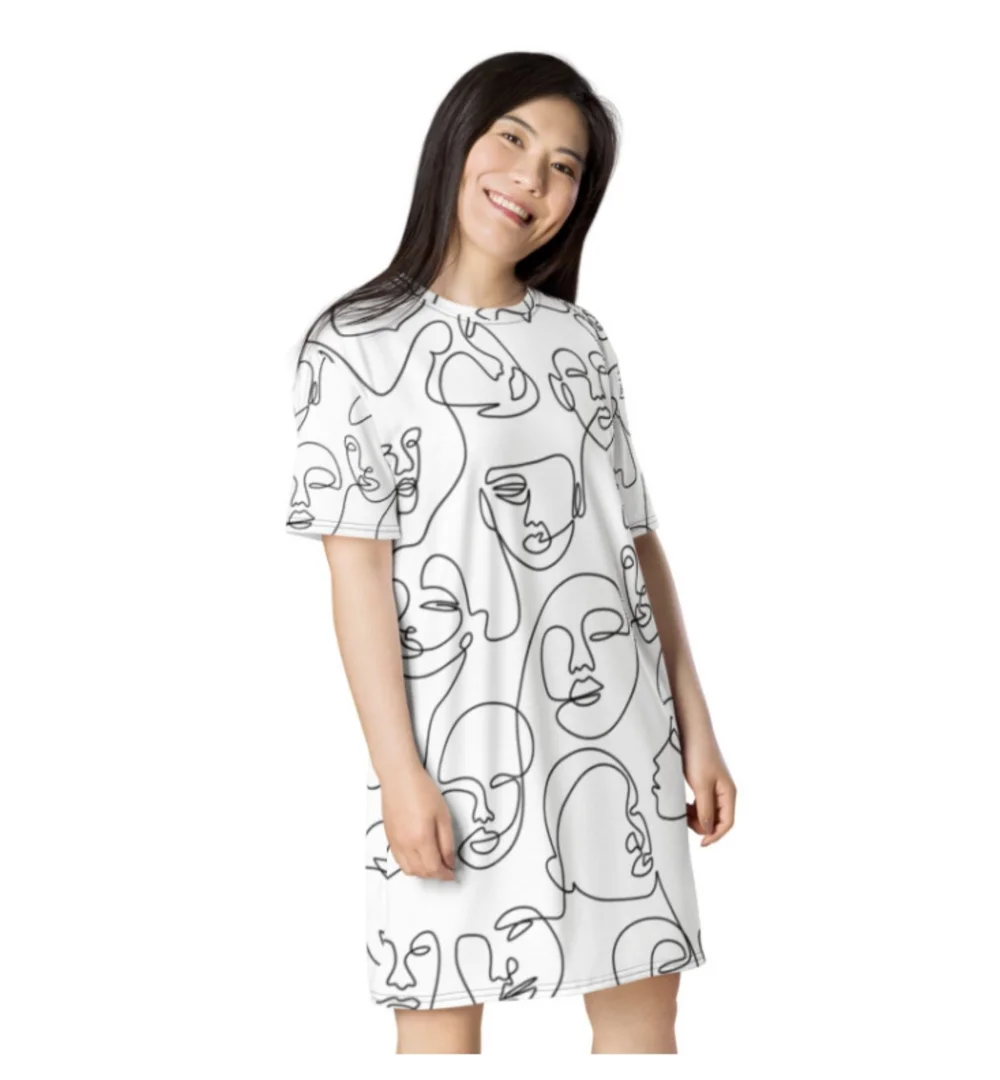 face print t shirt dress Black Oversized Orange Fruit Face T-Shirt Dress