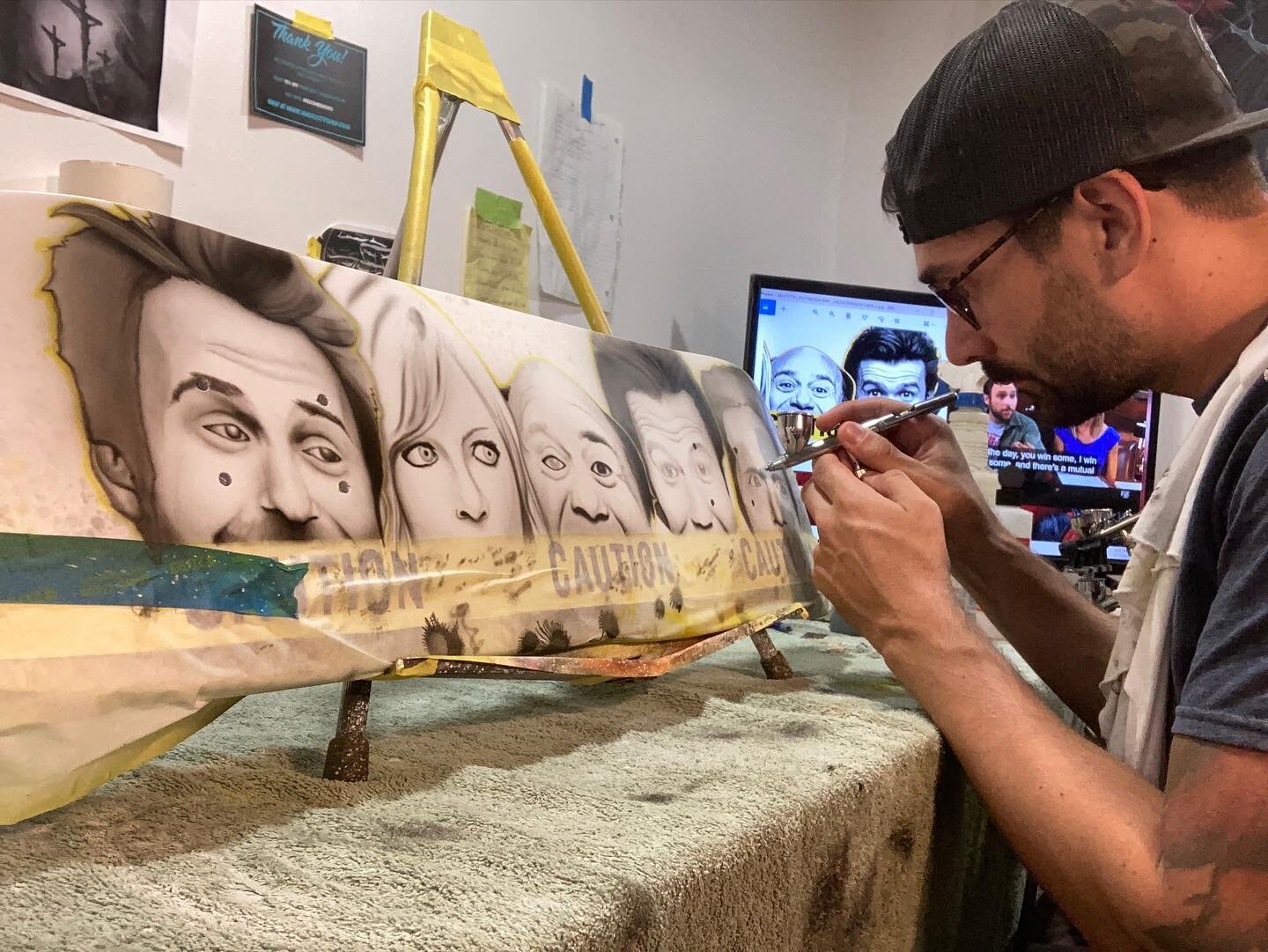 Always sunny in Philadelphia deck work in progress. #alwayssunnyinphiladelphia  #customairbrushart #artwork #airbrush #iwata #ppg #kokendakustoms #custompaintjob #custompaint #airbrushing #airbrushartist