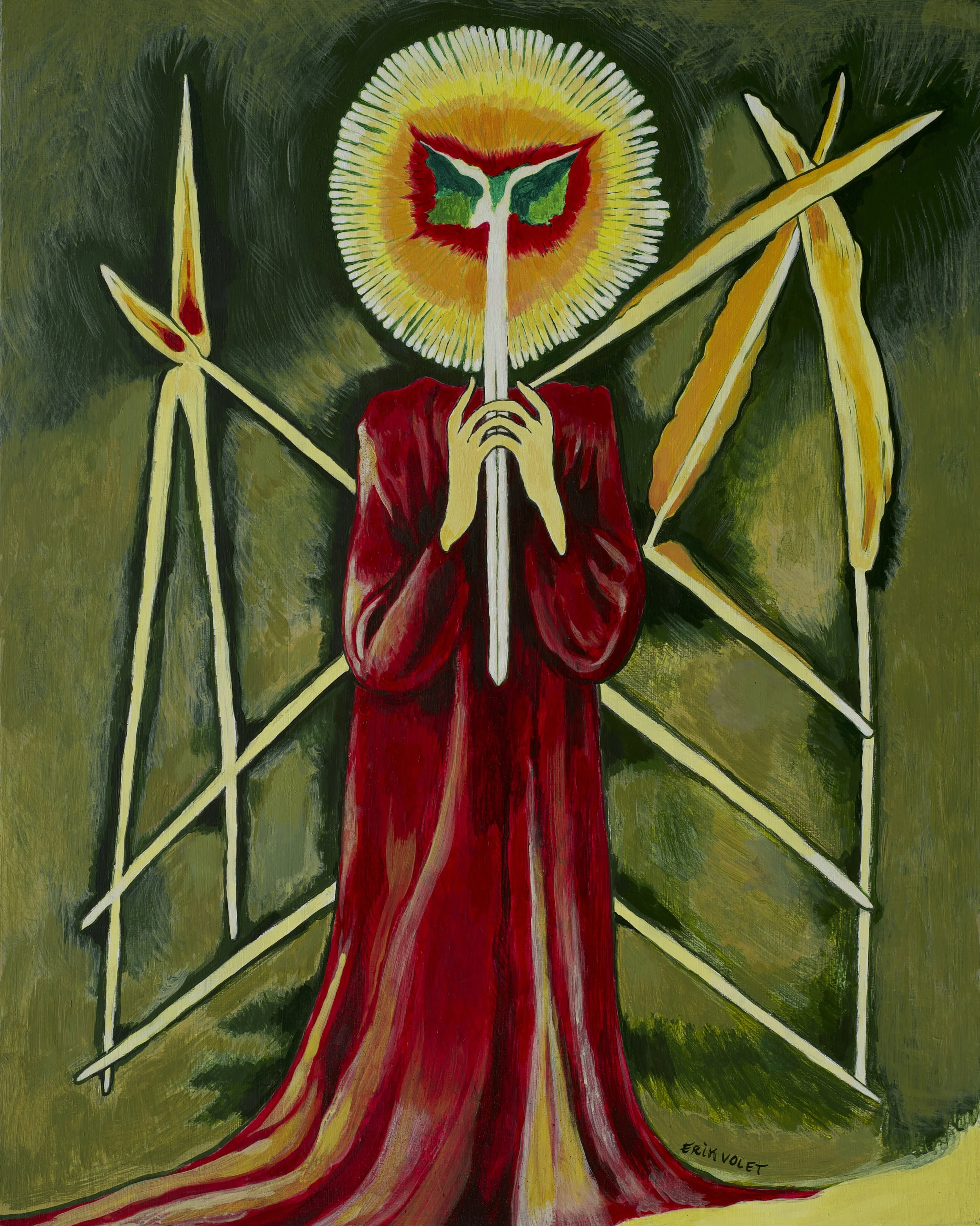 Forest Spirit, acrylic, spray paint & graphite on wood, 2025 🔴 SOLD

