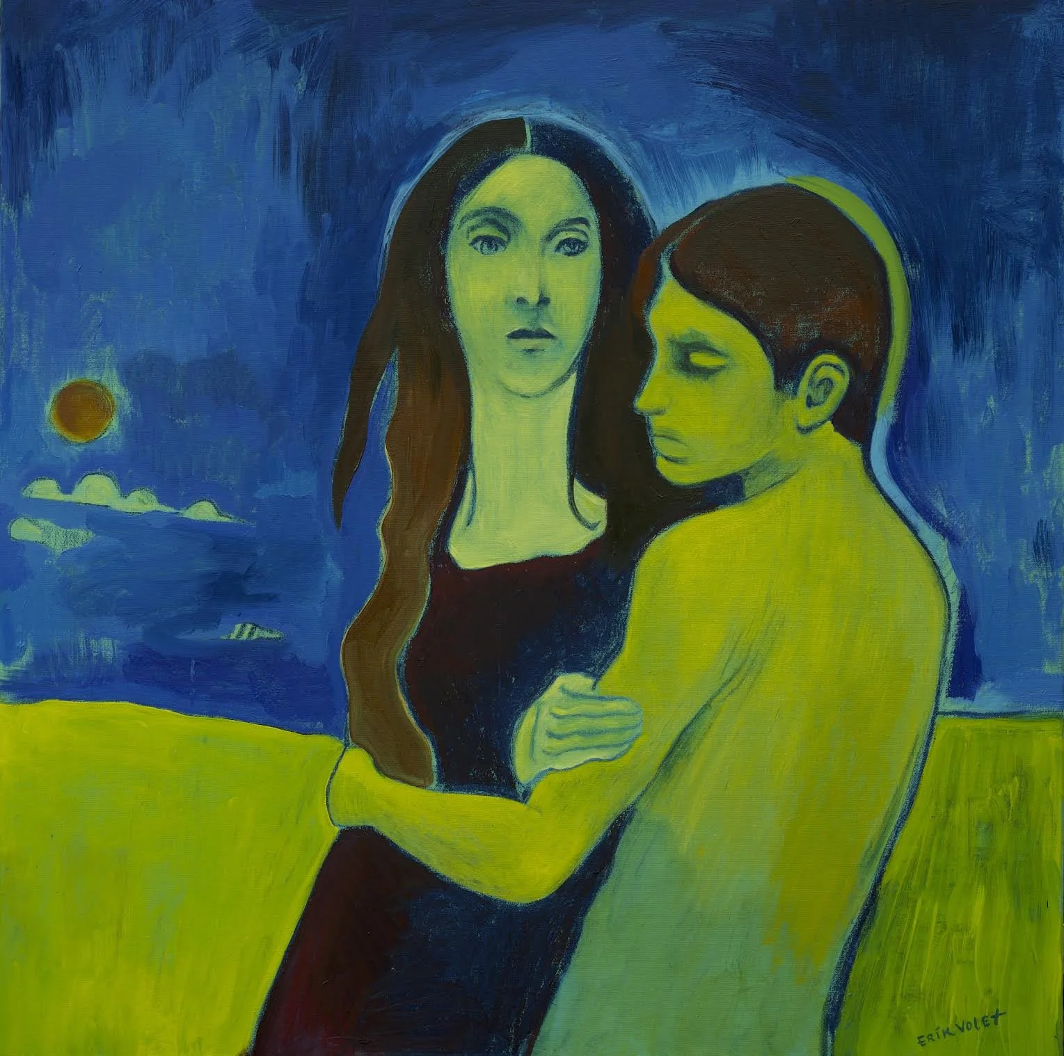 Two Figures at Dusk, 
pastel, oil stick & oil paint
on canvas
2025