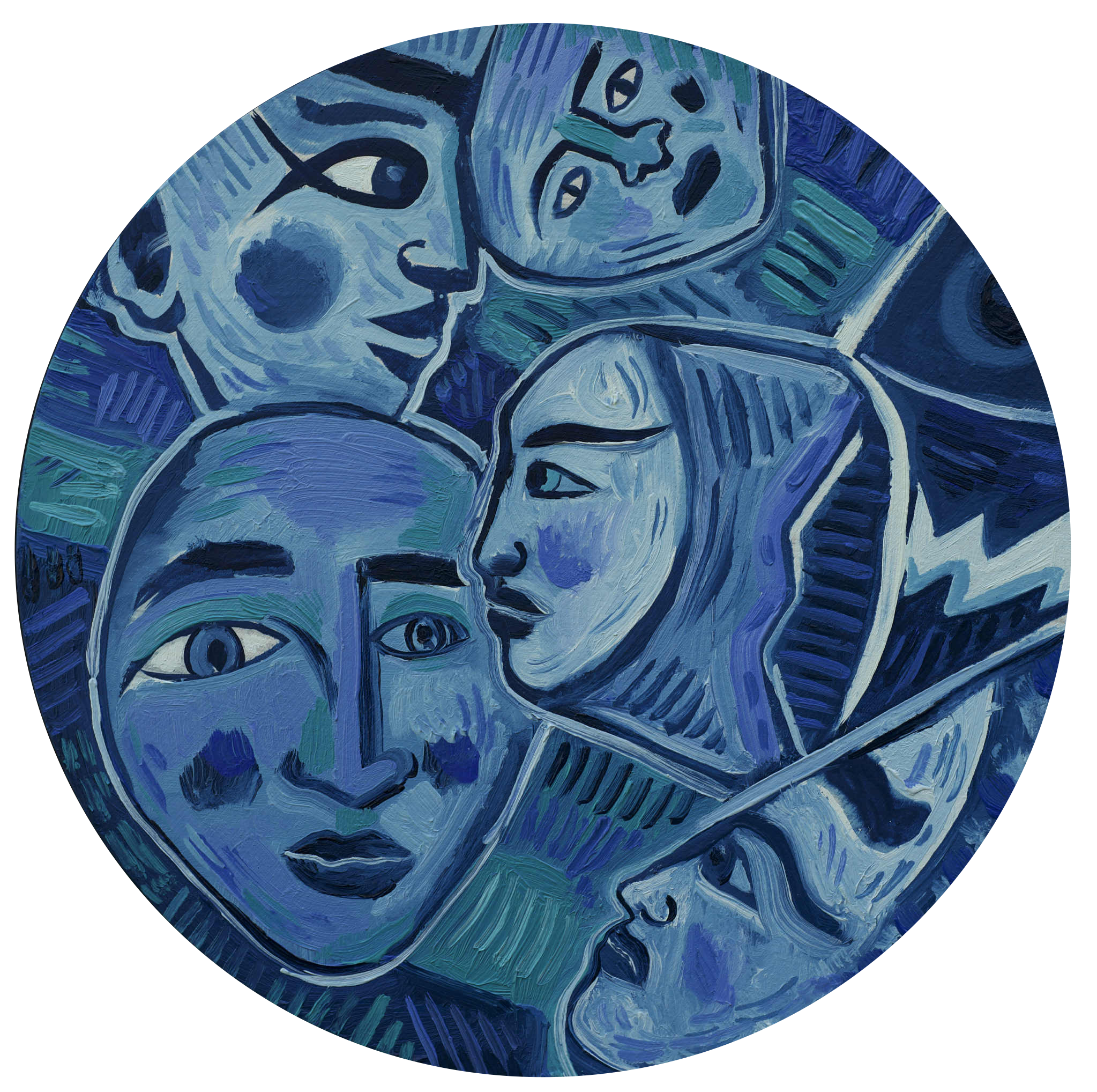 Heads in the Clouds, oil on wood, 2025