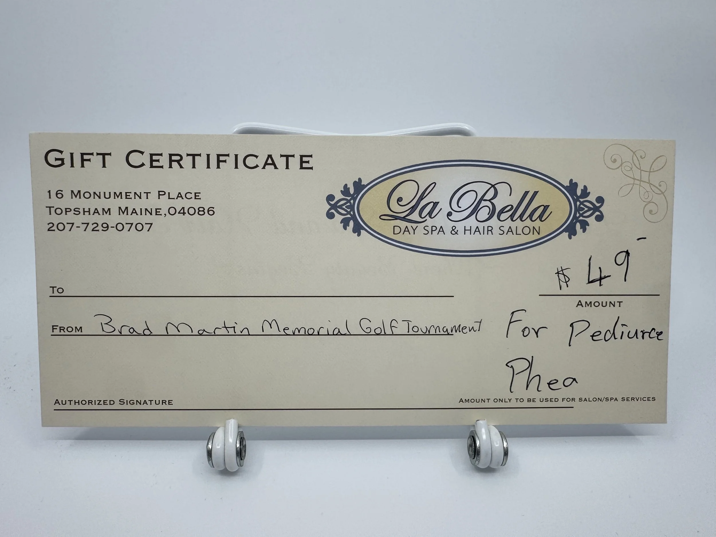 La Bella Day Spa Pedicure Manicure Gift Card