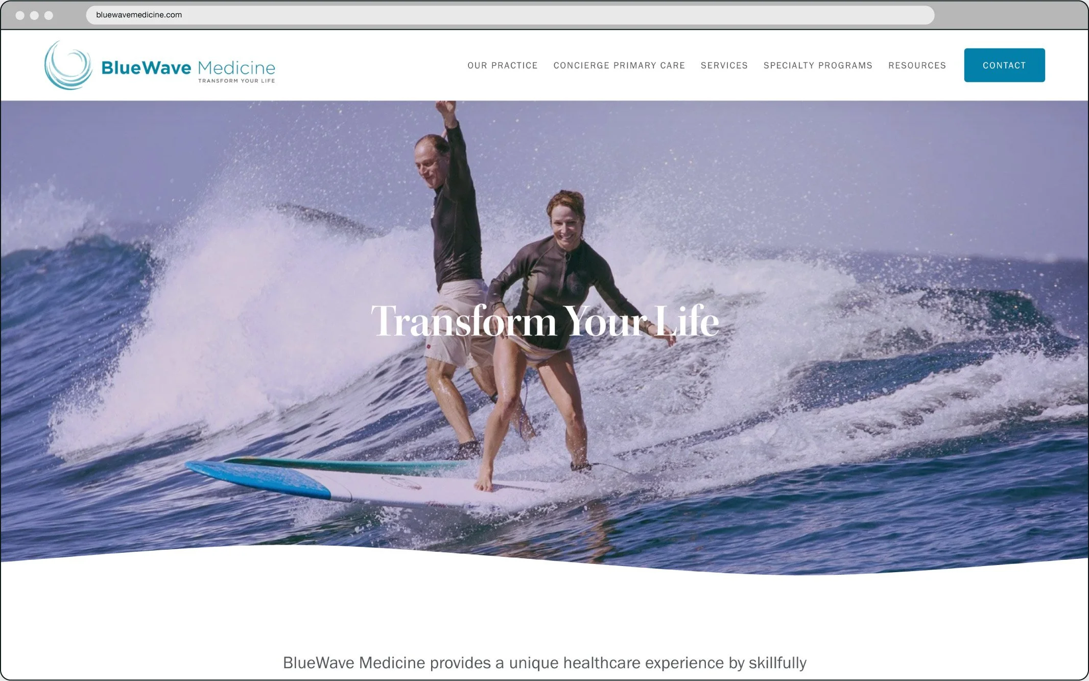 Screenshot of the BlueWave Medicine website