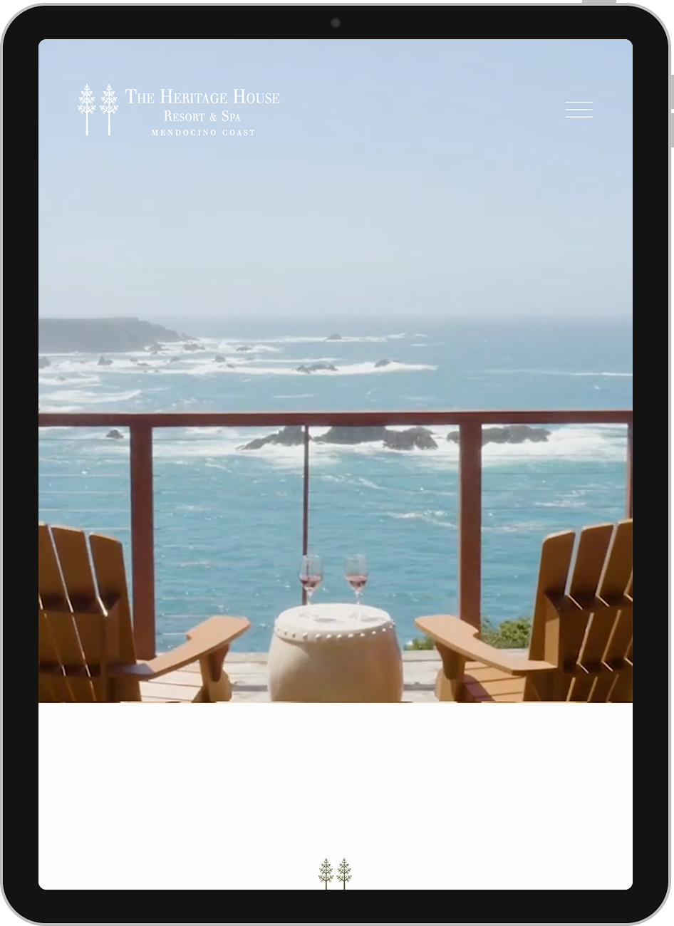 Screenshot of the Heritage House Resort & Spa website on a tablet