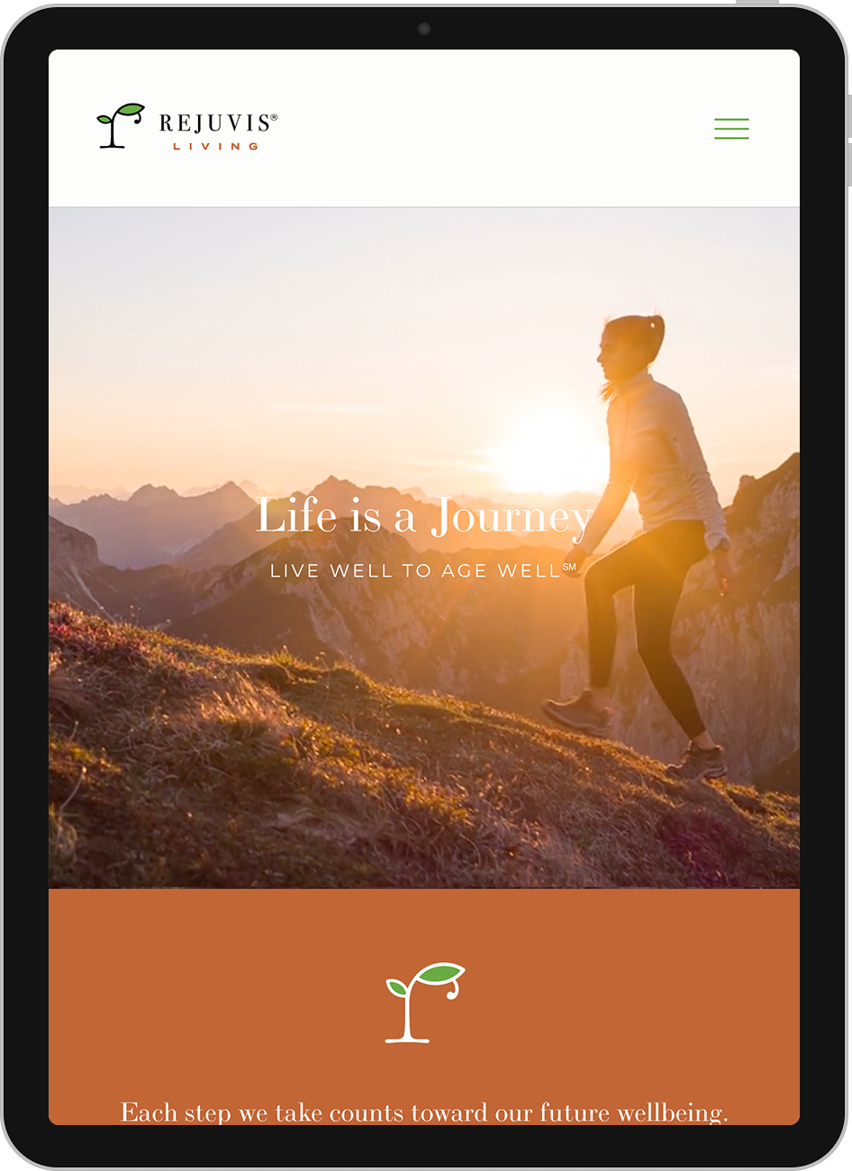 Screenshot of the Rejuvis Living website on a tablet