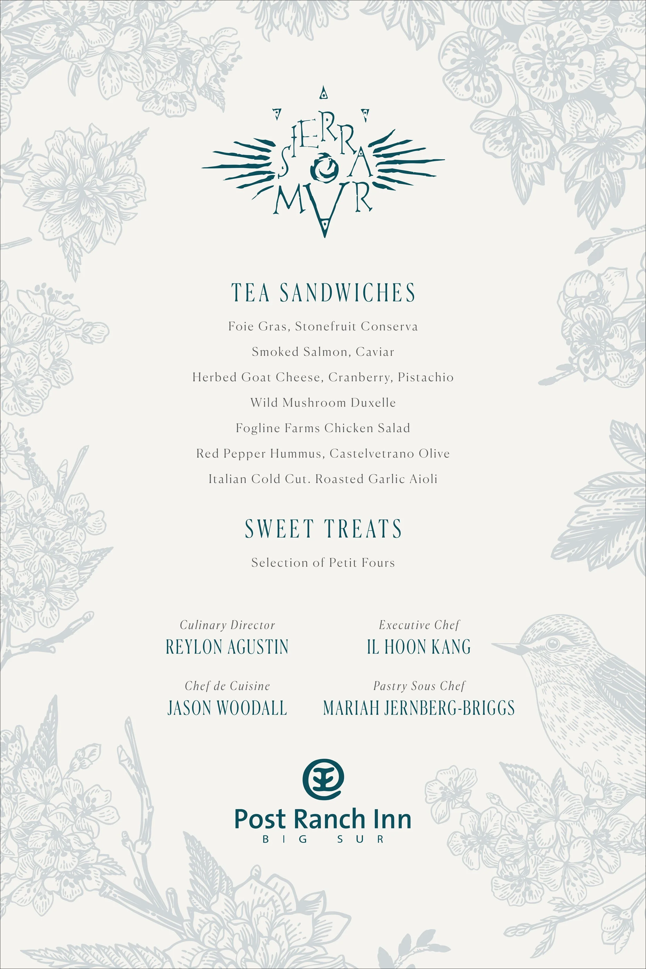 Sierra Mar menu for Big Sur Food & Wine Festival