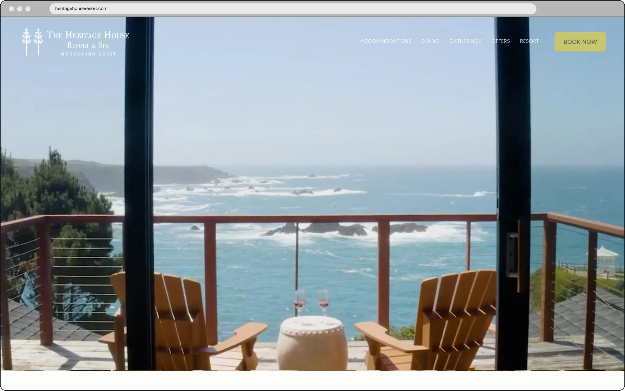 Screenshot of the Heritage House Resort & Spa website