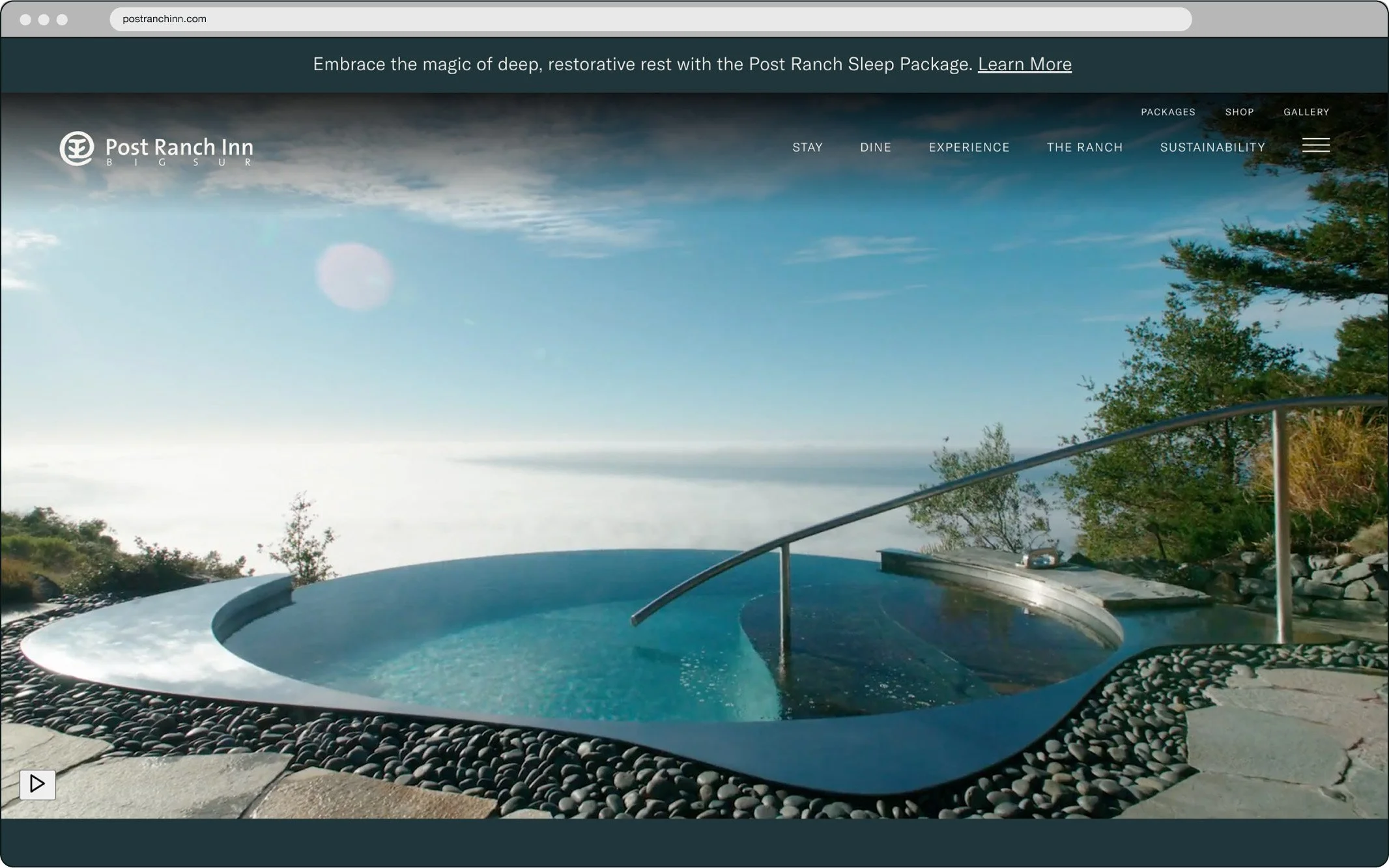 Screenshot of the Post Ranch Inn website