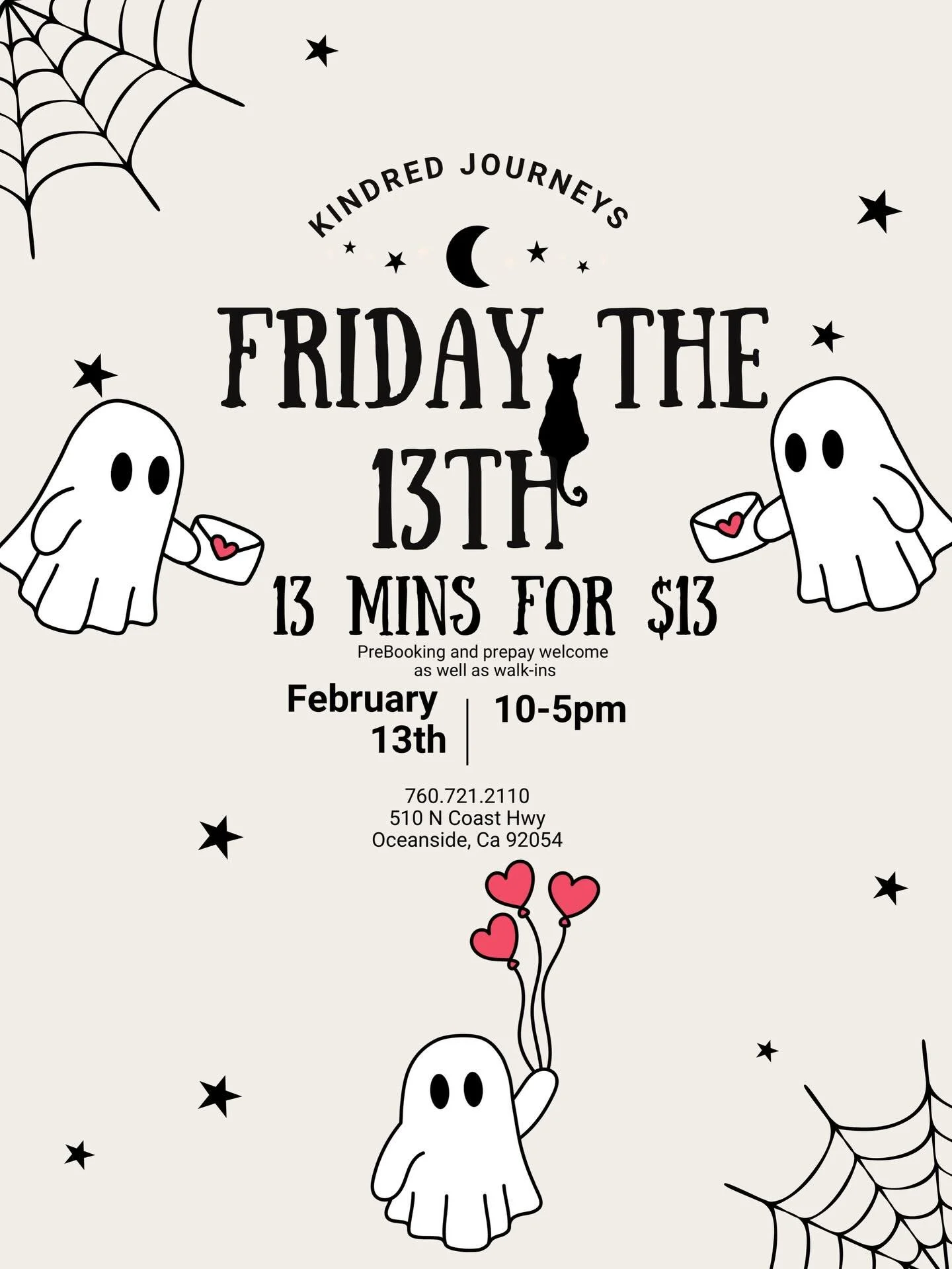 Friday the 13th isn&rsquo;t unlucky it&rsquo;s powerful! 🕯️🔮

Join us this February for a special day of insight and enchantment:
🌙 13 minutes for $13

A session could give a spark of clarity, and a reminder that magic shows up when you least expe