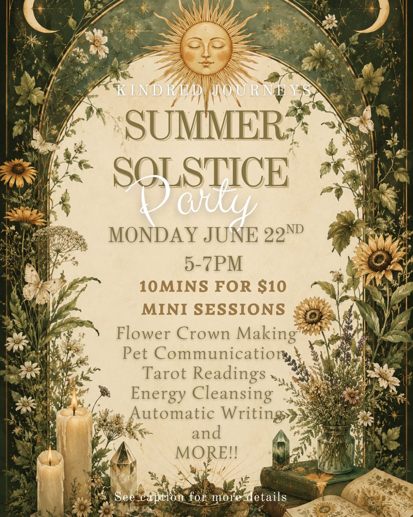 Mark your calendars for our Summer Solstice Party!!!🌞☀️🌞 June 22nd from 5&ndash;7 PM Celebrate the solstice with us through mini sessions, and a little midsummer magic. ✨

Whether you missed the last celebration or you&rsquo;re just ready for anoth