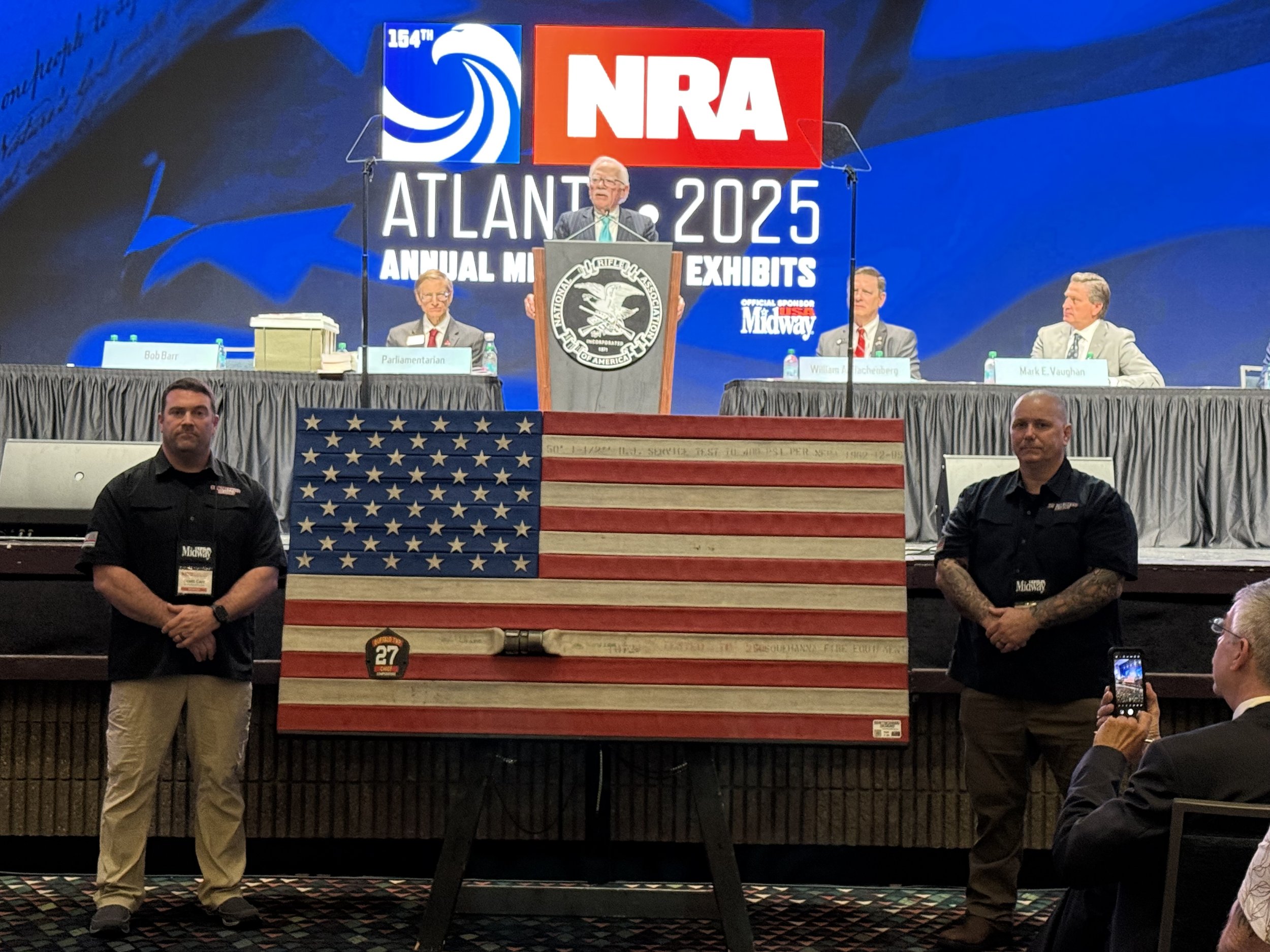 Comperatore Memorial Flag #106 on display at the NRA Annual Members Meeting