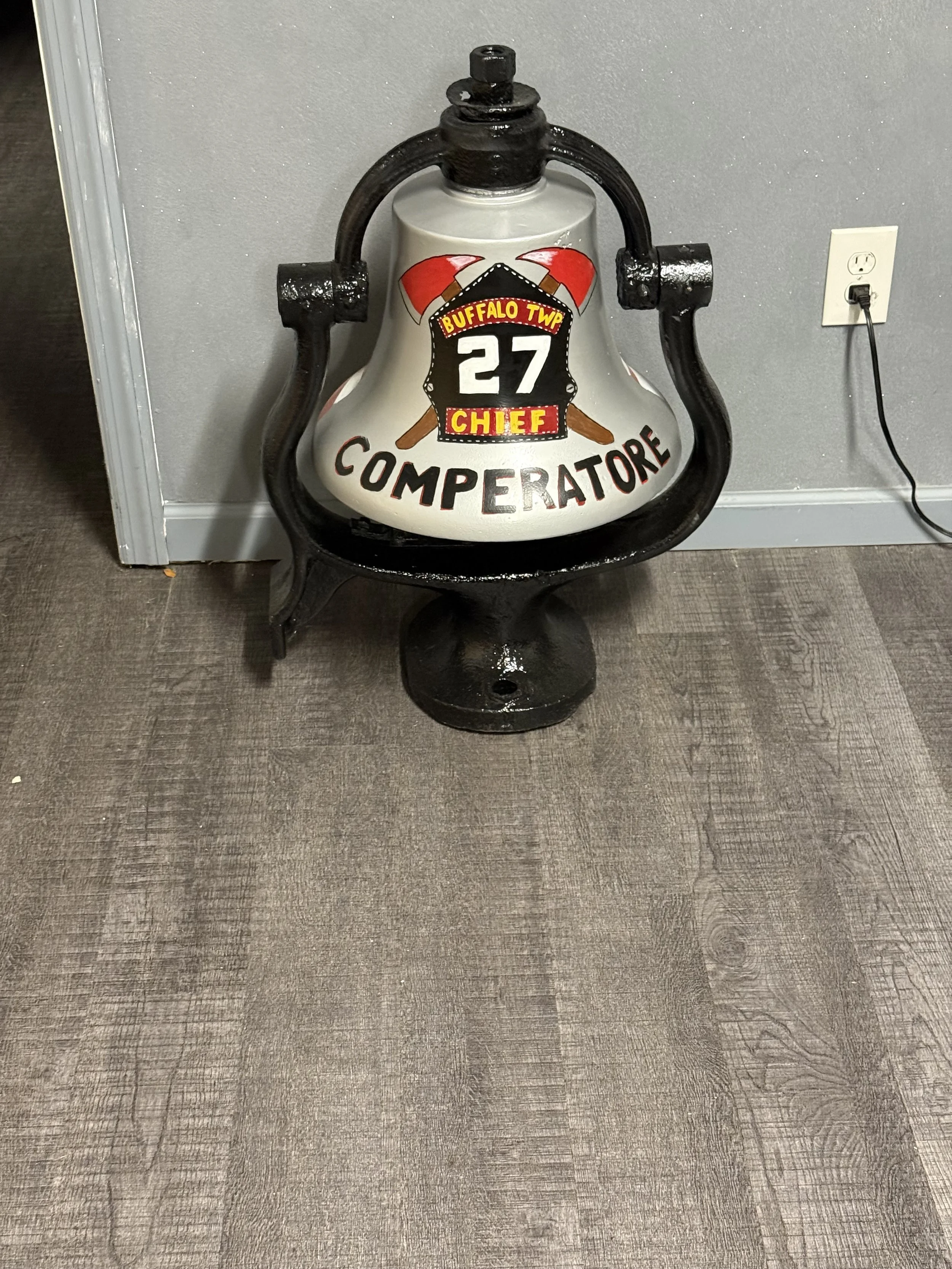 Custom memorial bell on display at BTVFC Station 27