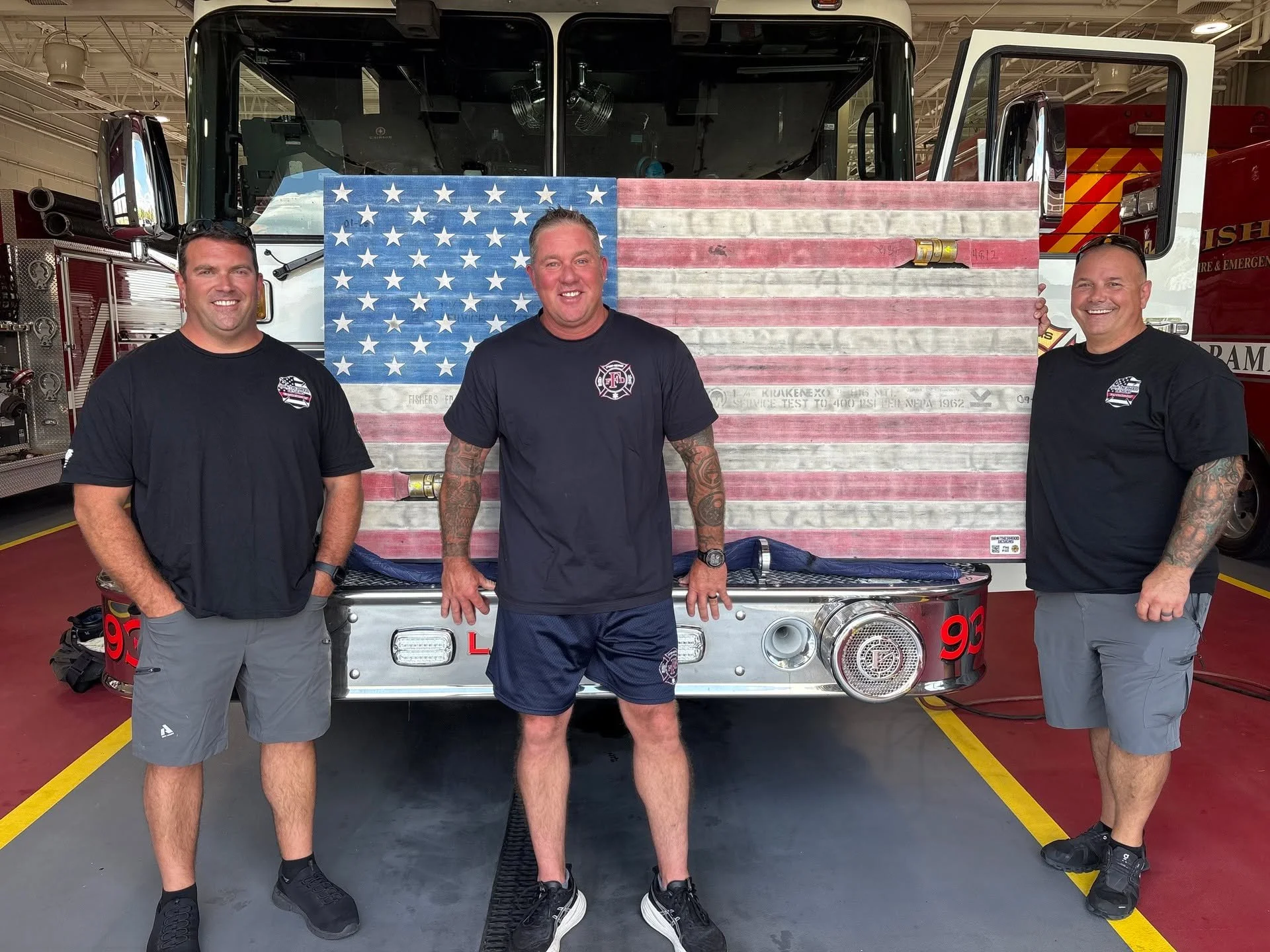 🚒🇺🇸 Flag #123 Delivered! 🇺🇸🚒

Yesterday, we had the honor of delivering Rustic Flag #123 to our great friend and coworker, Lieutenant @croll123 Chris Roller, at @fishersfiredept Station 393. 

It couldn&rsquo;t have been more fitting that Chris