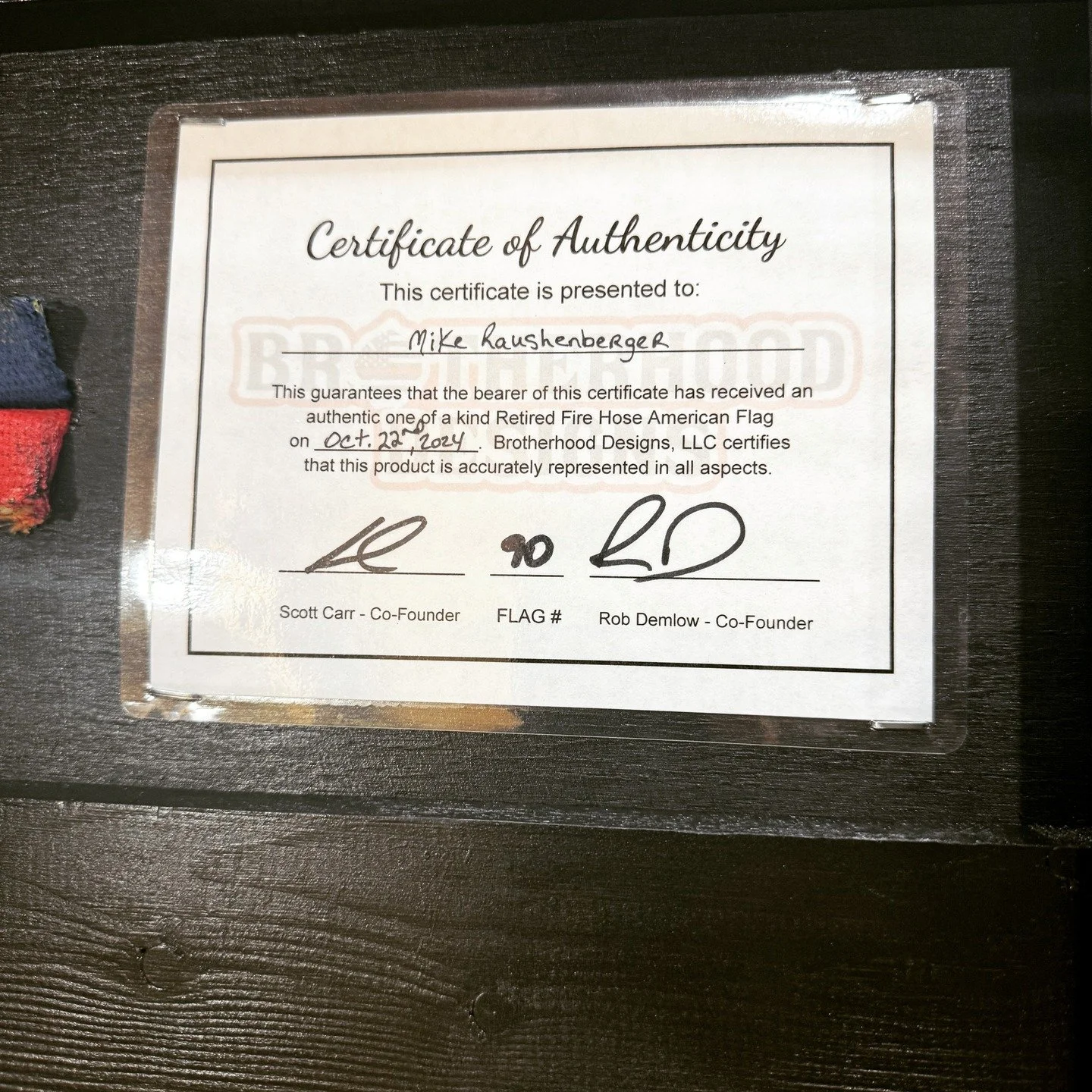 🇺🇸 Every Hose Has a Story &mdash; Flag #90
In Oklahoma, one year ago today, on September 23, 2024, @michael_raushenberger stepped up at the @majoredpulido Golf Invitational and claimed @brotherhooddesignscorporation Flag #90 at auction &mdash; supp