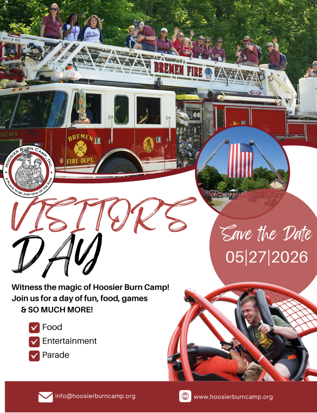 Hoosier burn camp visitors day - vertical engine series flag presentation &amp; Auction