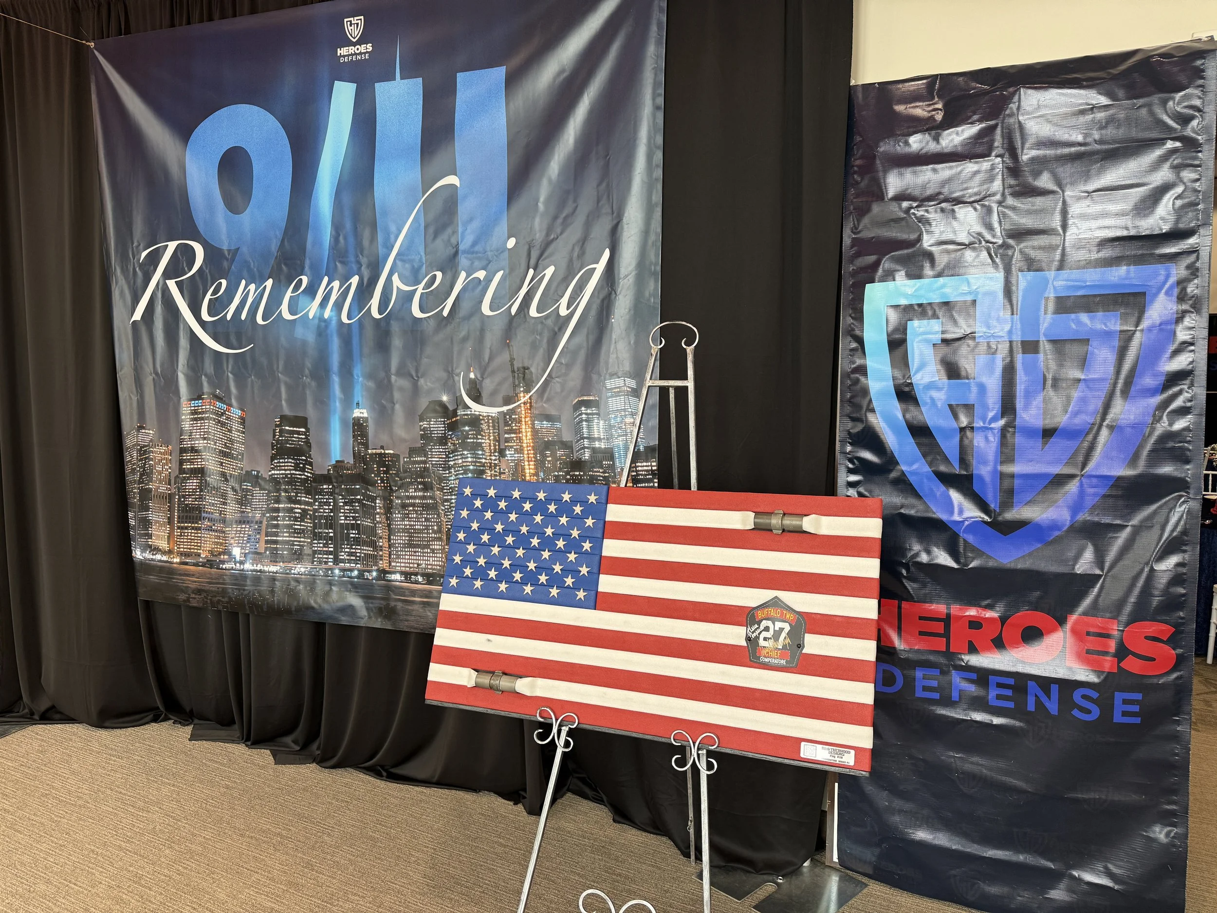Heroes Defense 11th Annual 9/11 Tribute Gala - Flag #119 / Comperatore Series Flag #4 - Memorial Tin signed by Helen Comperatore and President Donald J. Trump!