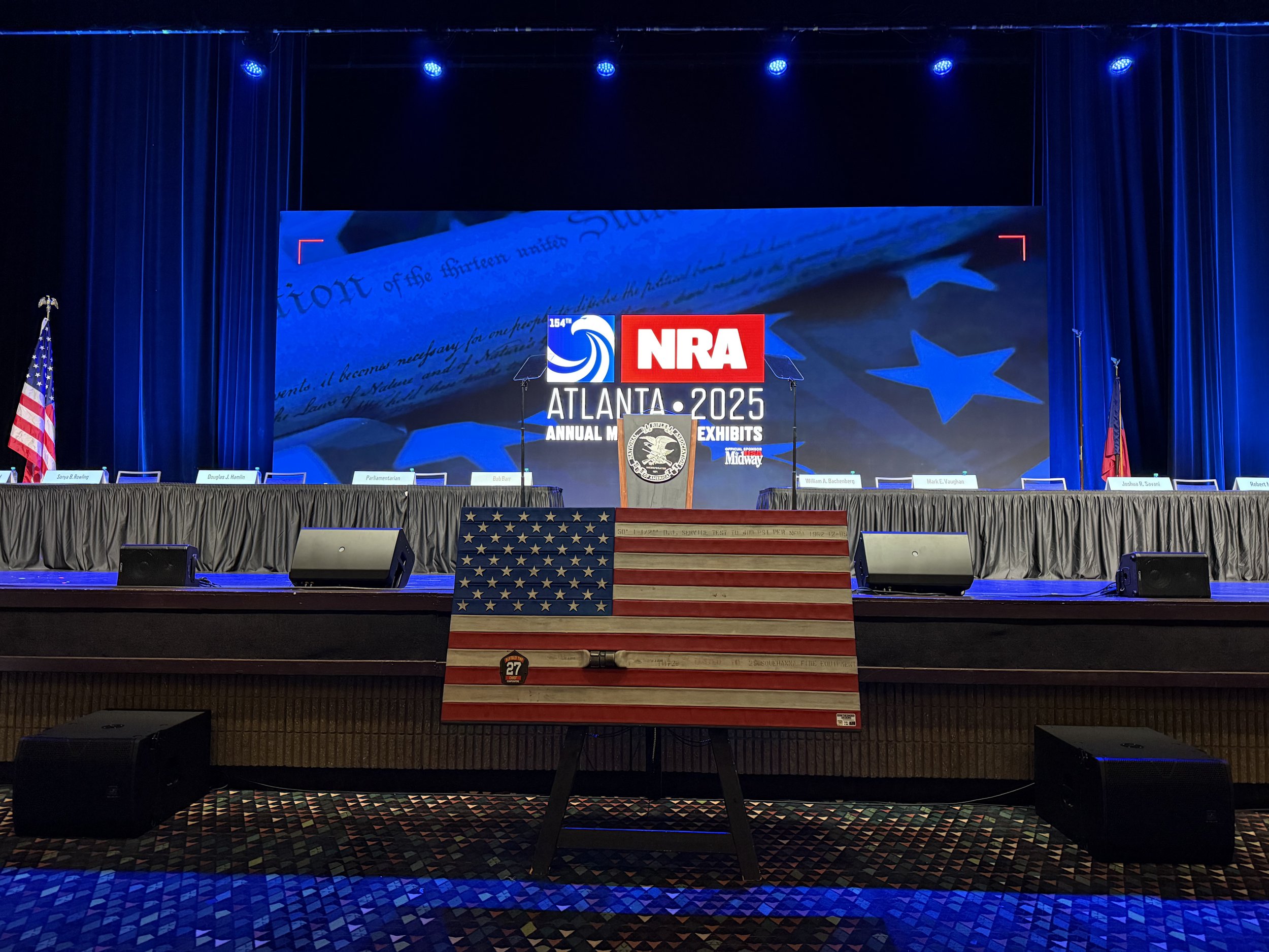 Comperatore Memorial Flag #106 on display at the NRA Annual Members Meeting
