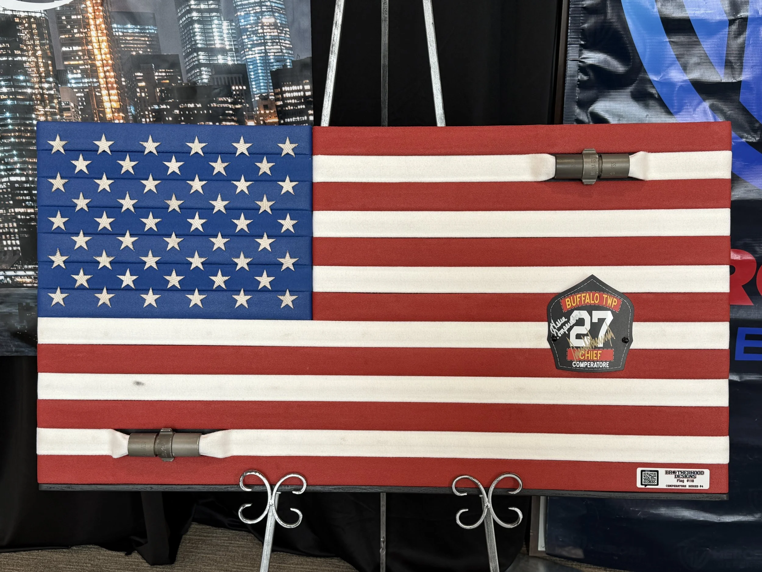 Heroes Defense 11th Annual 9/11 Tribute Gala - Flag #119 / COMPERATORE SERIES Flag #4 - Memorial Tin signed by Helen Comperatore and President Donald J. Trump!