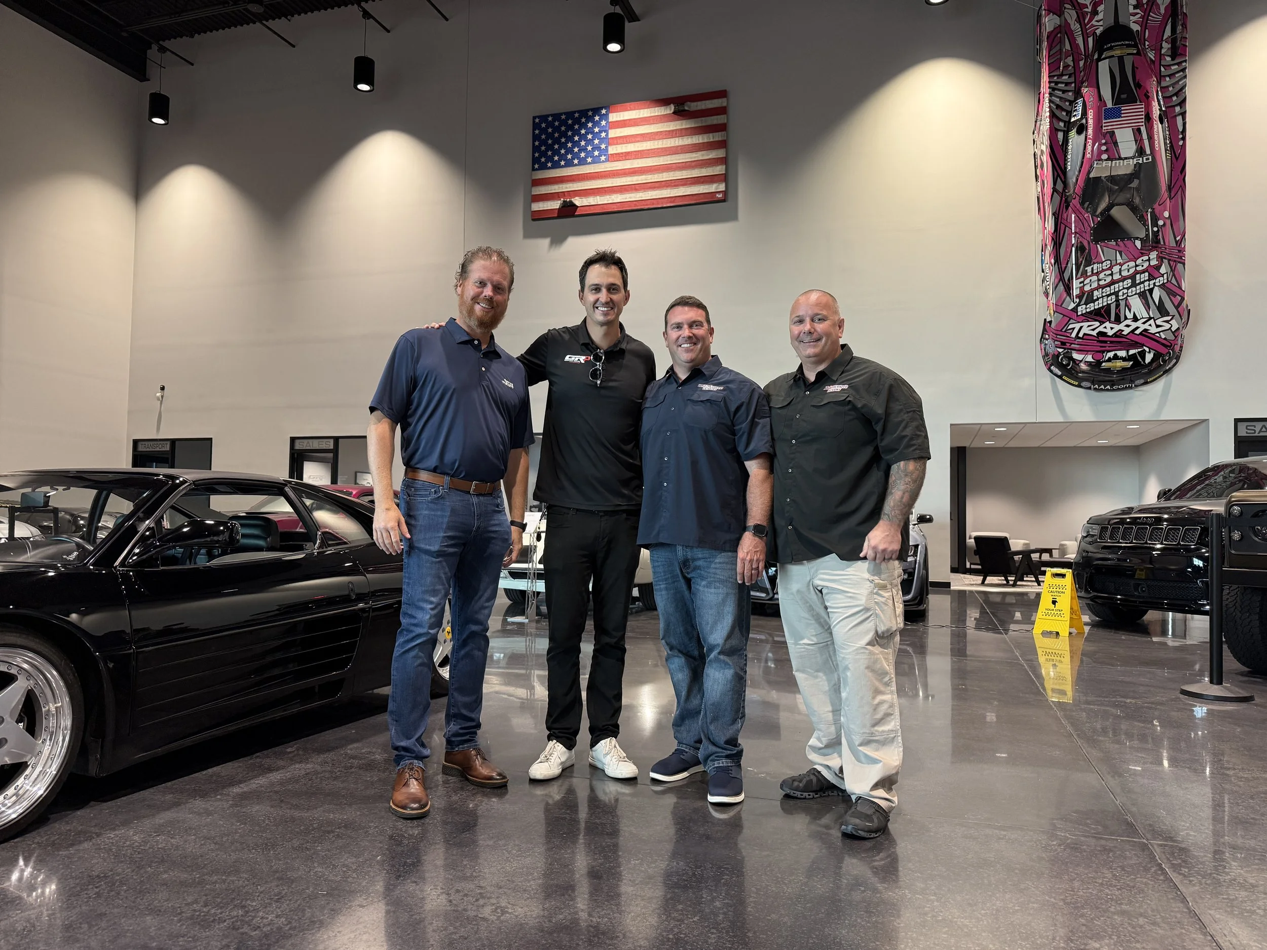 Graham Rahal Performance, Tiller Series Flag #99 - (Left to right......Shaun Duffin (BDC Board member and donor of flag #99), Graham Rahal, Scott Carr and Rob Demlow)