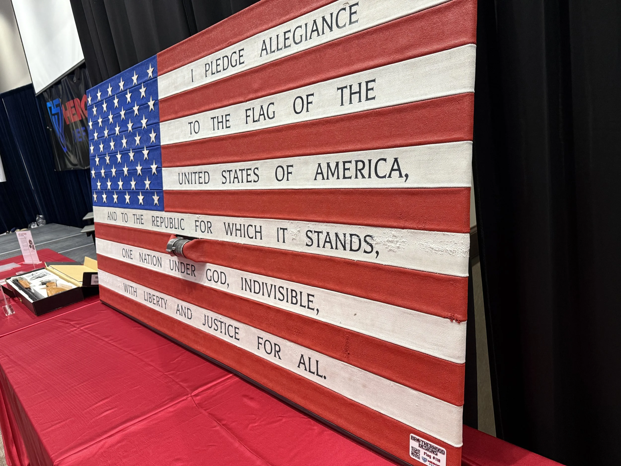 Heroes Defense 11th Annual 9/11 Tribute Gala - Flag #118 - Custom "Pledge of Allegiance" printed on flag