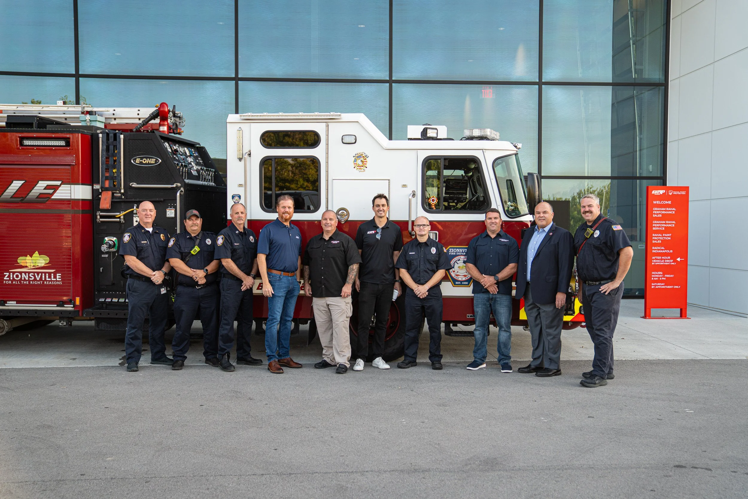 Graham Rahal with BDC and Zionsville Fire, Engine 291 A shift crew and BC