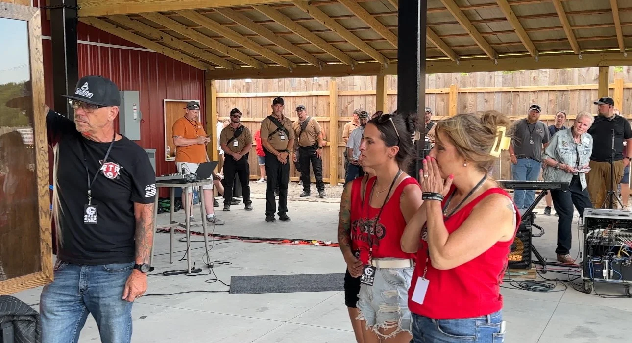 Custom fire gear display case from BDC - unveiled at the memorial on 7/12/25 - presented to Helen, Kaylee, Allyson Comperatore and Buffalo Twp Volunteer Fire Company