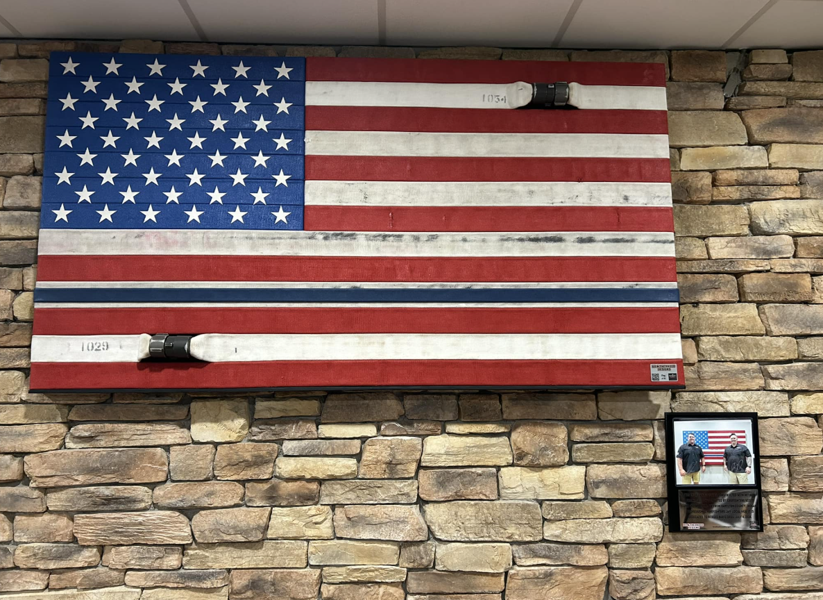 An American flag wall art piece 
