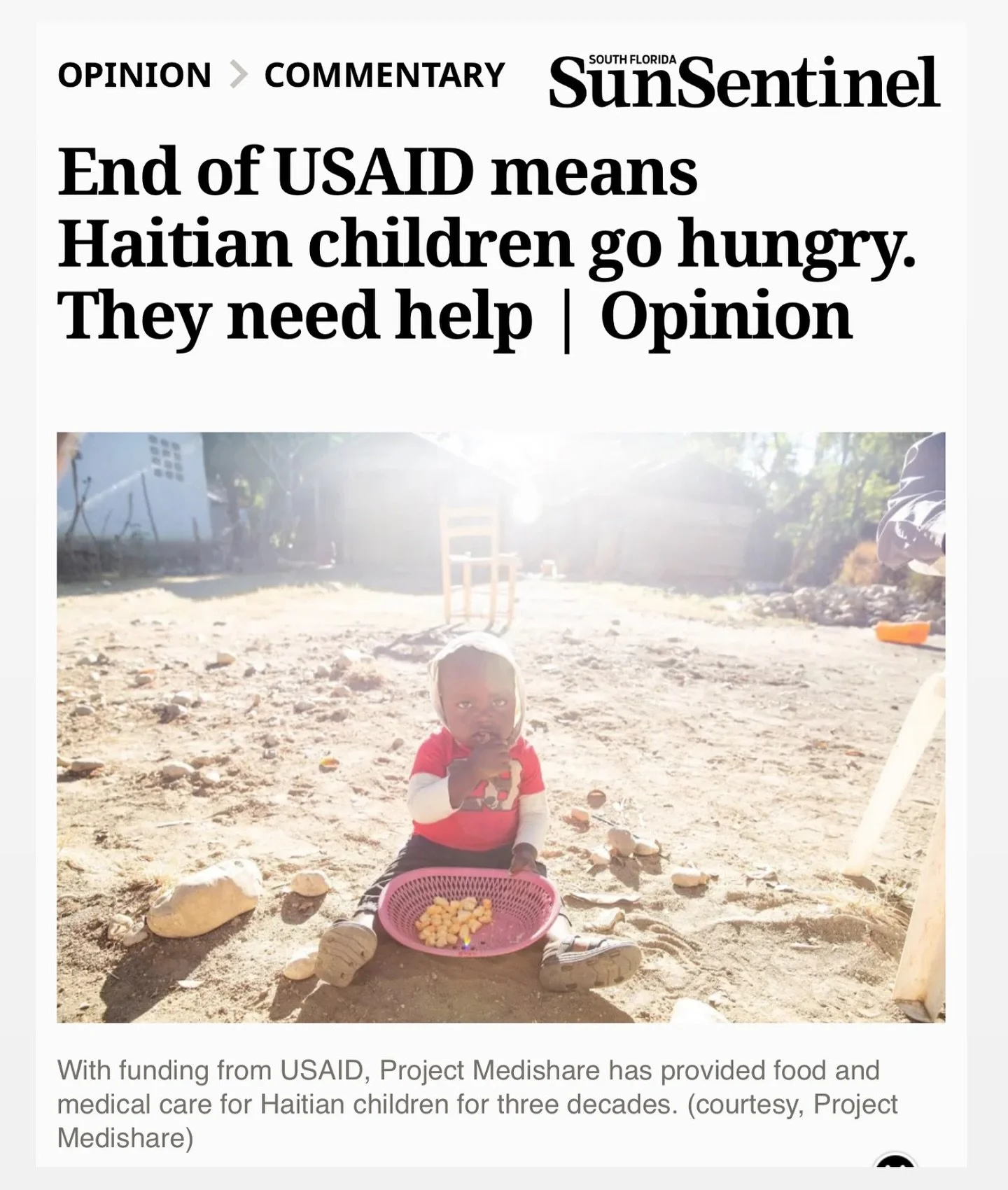 Our Executive Director, Renee Lewis&rsquo; op-ed in the @sunsentinel highlights the crisis in Haiti, and why Project Medishare may be on the brink of closure. 

Please read and share! (linked in our stories) Haiti needs us now more than ever. #projec
