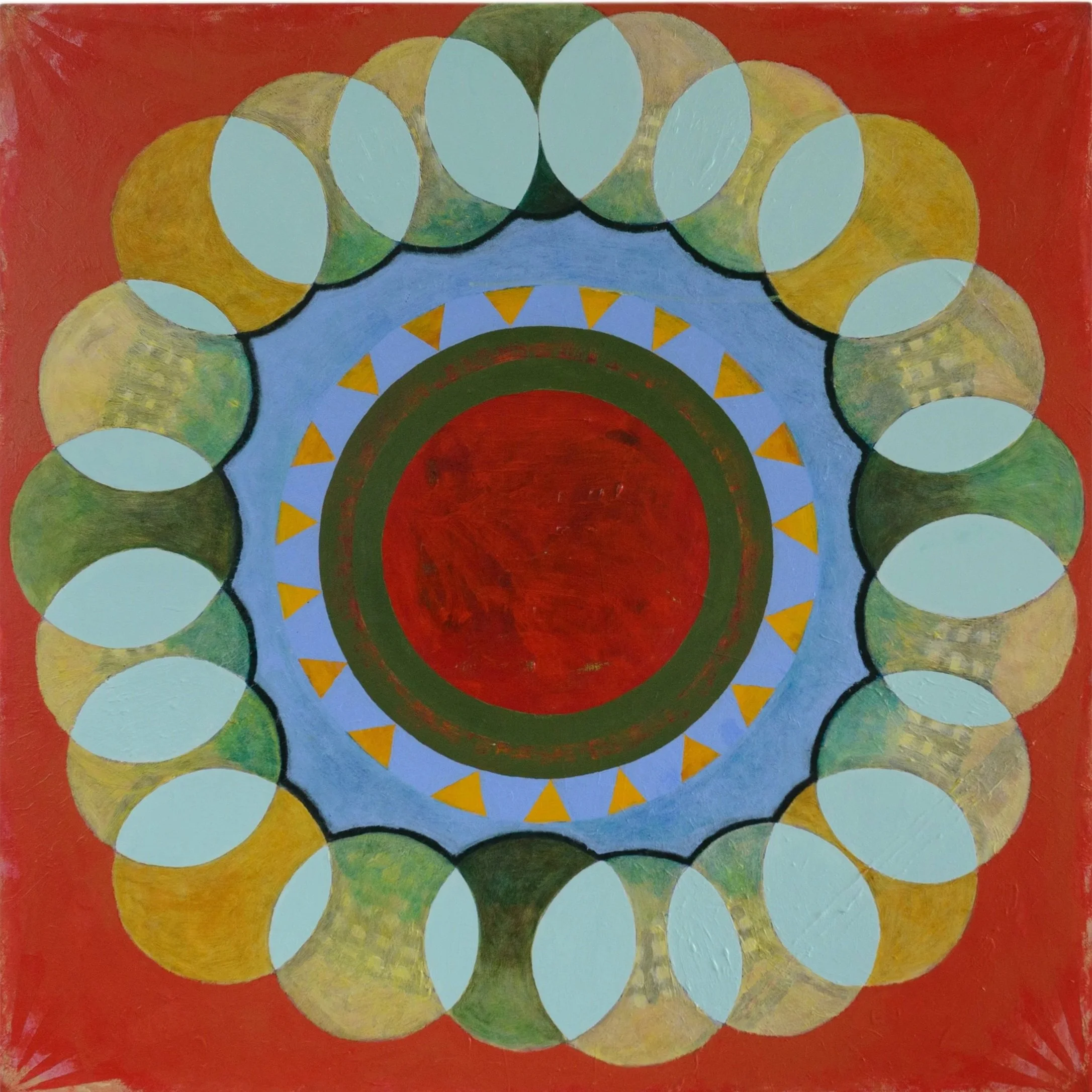 chorus #5 Painting, acrylic on board. 80cm x 80cm. This series explores painting as a node between myself and material
