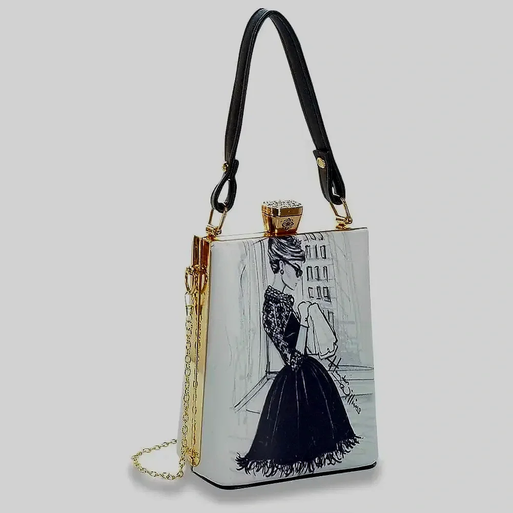 Retro Design Print Petite Hand Tote
#9061075FS
$45  OUR PRICE  $29
Gold hardware.
Approximate Size: 6L x 7.5H x 3.5W 