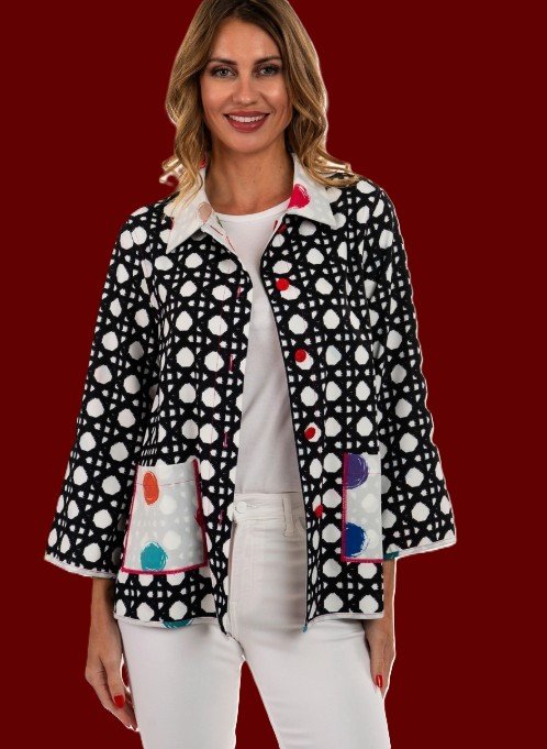 LEMON GRASS
Button Down Polka Dots
Reversible (xs, s, m, lg, xlg)
$78