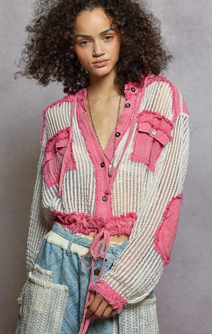 POL
Pink and White See Through Hoodie 
$46  (sm, med, lg)
