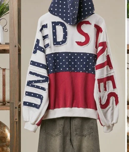 United States Patch Work Oversized Zip Hoodie  (s, m, lg)
#90634FS
$68   BACK VIEW
