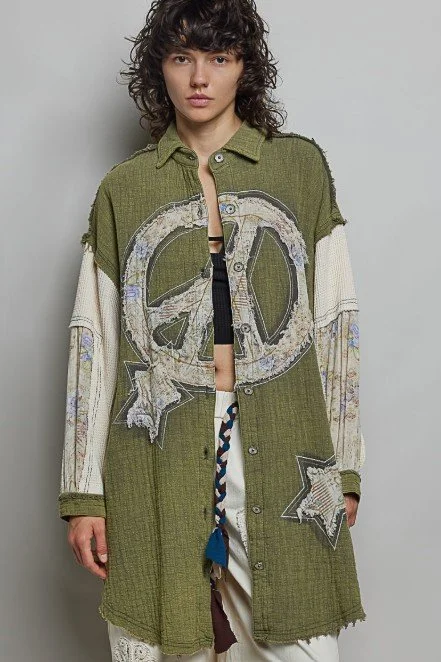 POL    #907395FS
Olive Multi Peace
Long Jacket
$78  (s, m, Lg)