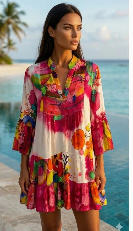Colorful Mini Dress
Made in Italy
$78 OS    #70439FS