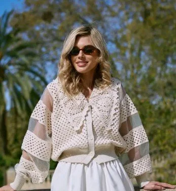 SAACHI  #907541FS
Hand Crochet Sheer Button Cardigan
$98  Free Size