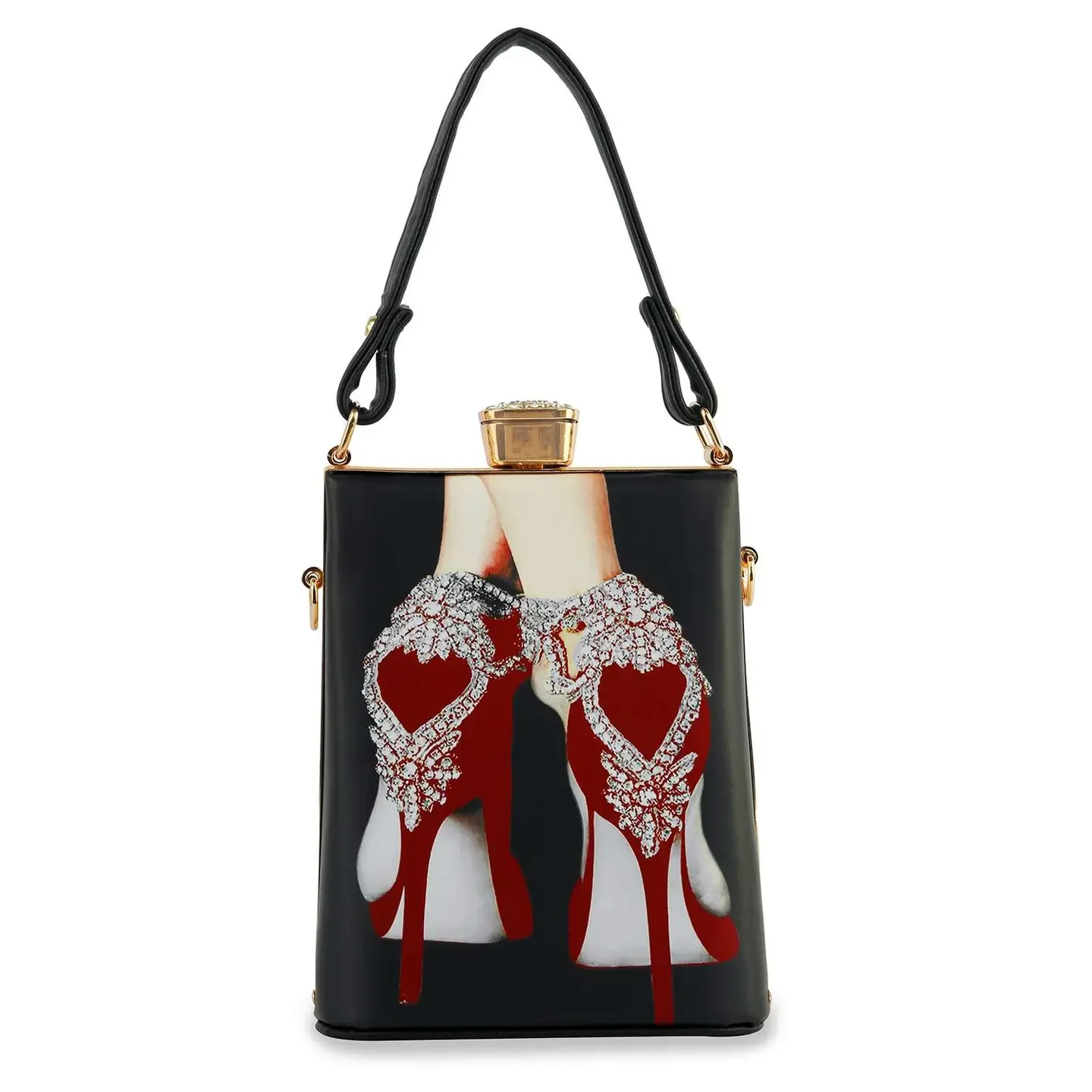 Retro Red Heels Print Petite Hand Tote
#9061075FS
$45  OUR PRICE  $29
Gold hardware.
Approximate Size: 6L x 7.5H x 3.5W 