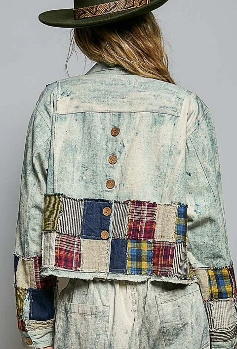 POL  #907391PS
Patchwork Vintage
 Denim Shirt Jacket
$78 (s, m, lg)  Back View