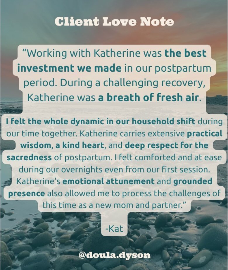 💖 Client Love Note 💖

Humbled, always, when clients take the energy (especially postpartum!) to reflect on our time together.

Right now, overnights are a major part of my postpartum work load. Bringing someone into your home to tend to your newbor
